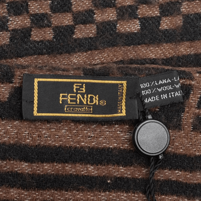 Fendi Fendi Logo Wool Scarf Brown x Black Size ONE SIZE - 3 Thumbnail