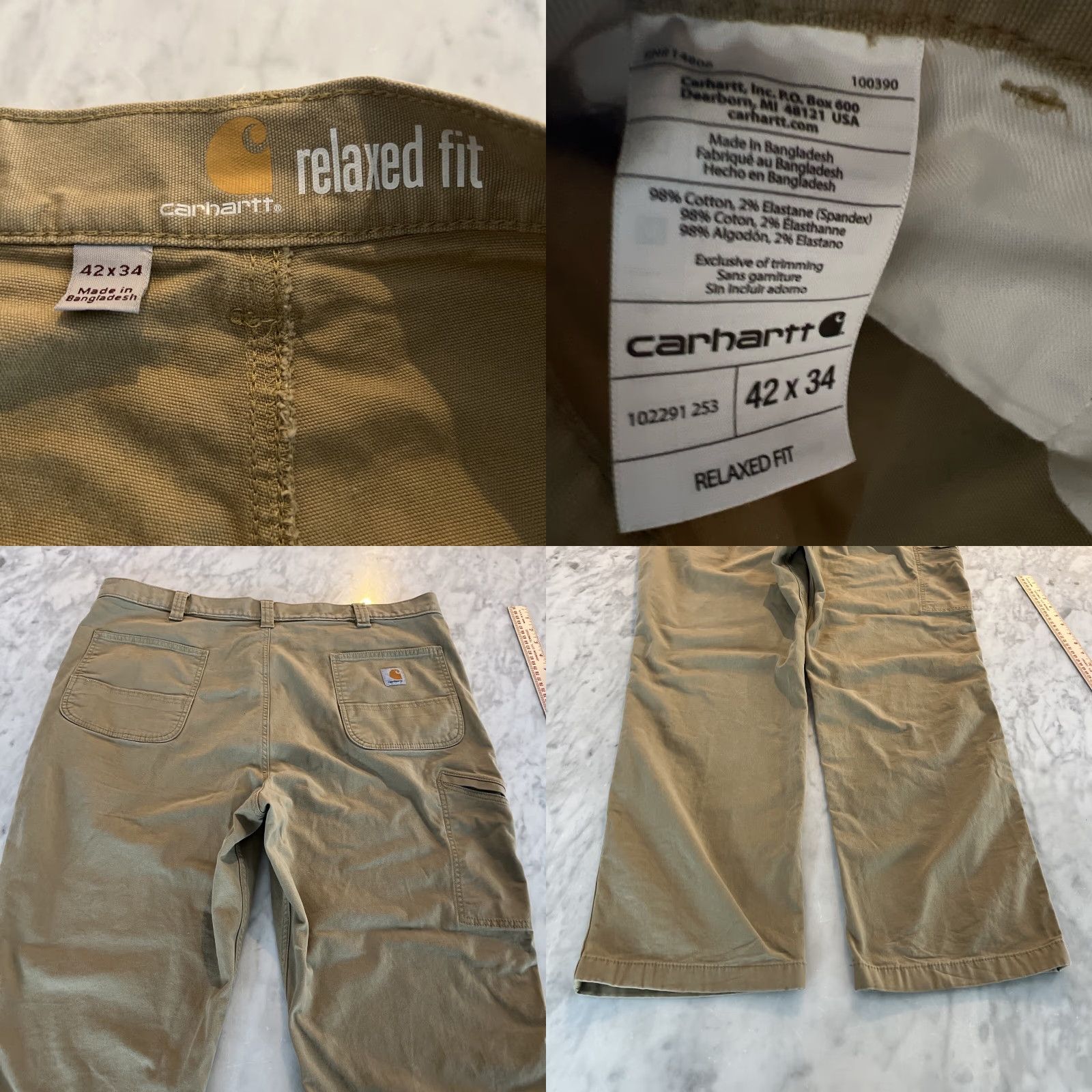 Carhartt Carhartt Pants Men’s 42x34 Relaxed Fit Khaki Side Pocket 5-Pocket Design 102291 253 Cotton Spand Beige Size US 42 / EU 58 - 8 Thumbnail