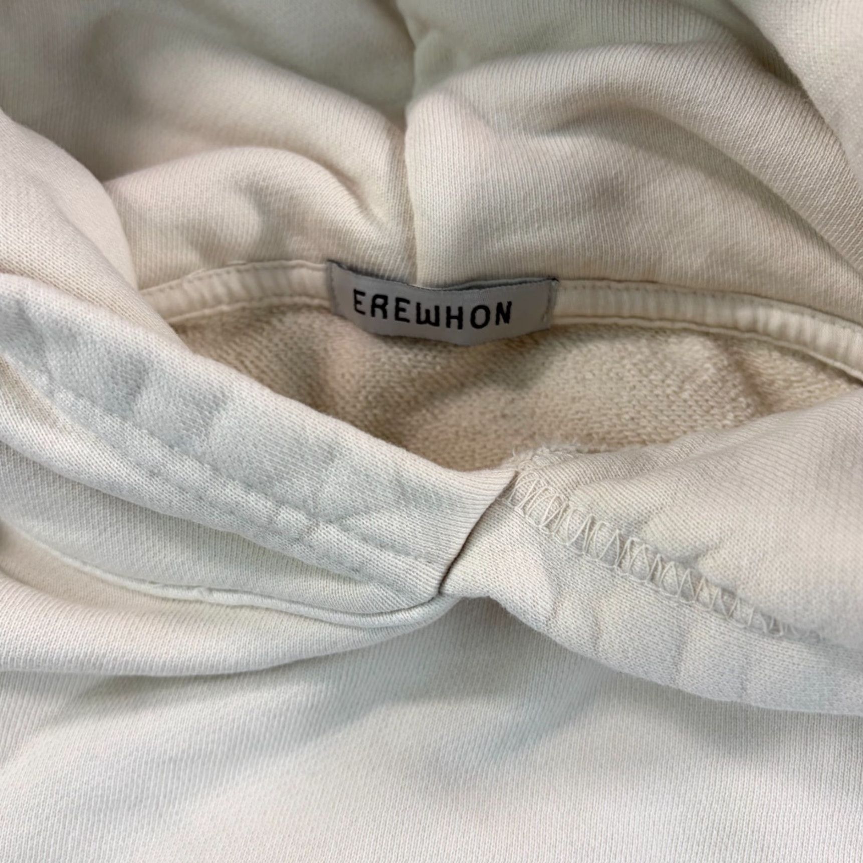 Vintage Erewhon Logo Hoodie XS Women Ivory Cream French Terry Pullover Long Sleeve Crew Neck Logo Pocket Classic College Modern 90s Outdoor Sports Activewear Size XS / US 0-2 / IT 36-38 - 5 Thumbnail