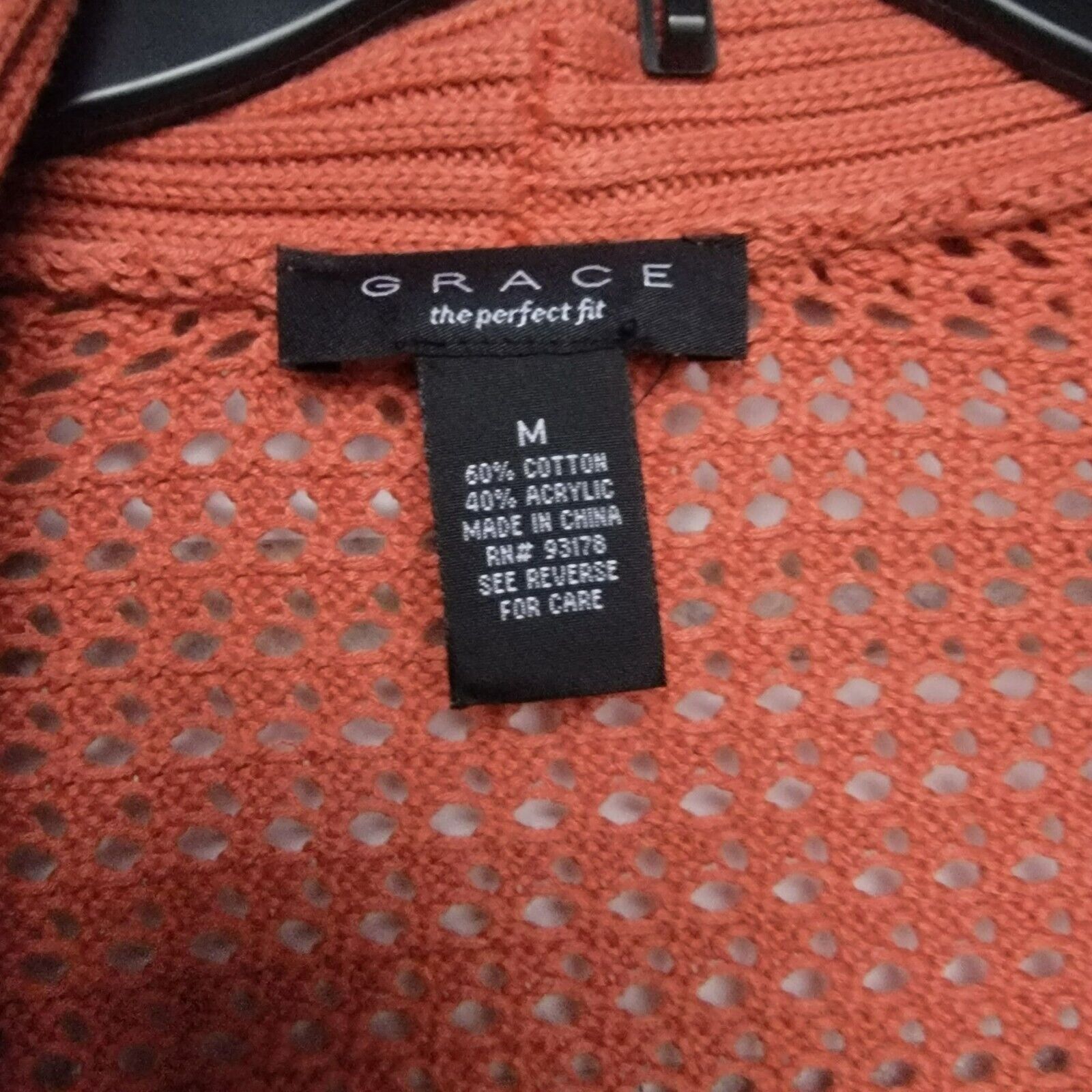 Other ⭐Womens Sweater Cardigan mesh knit Grace Elements Orange chu Size M / US 6-8 / IT 42-44 - 3 Thumbnail