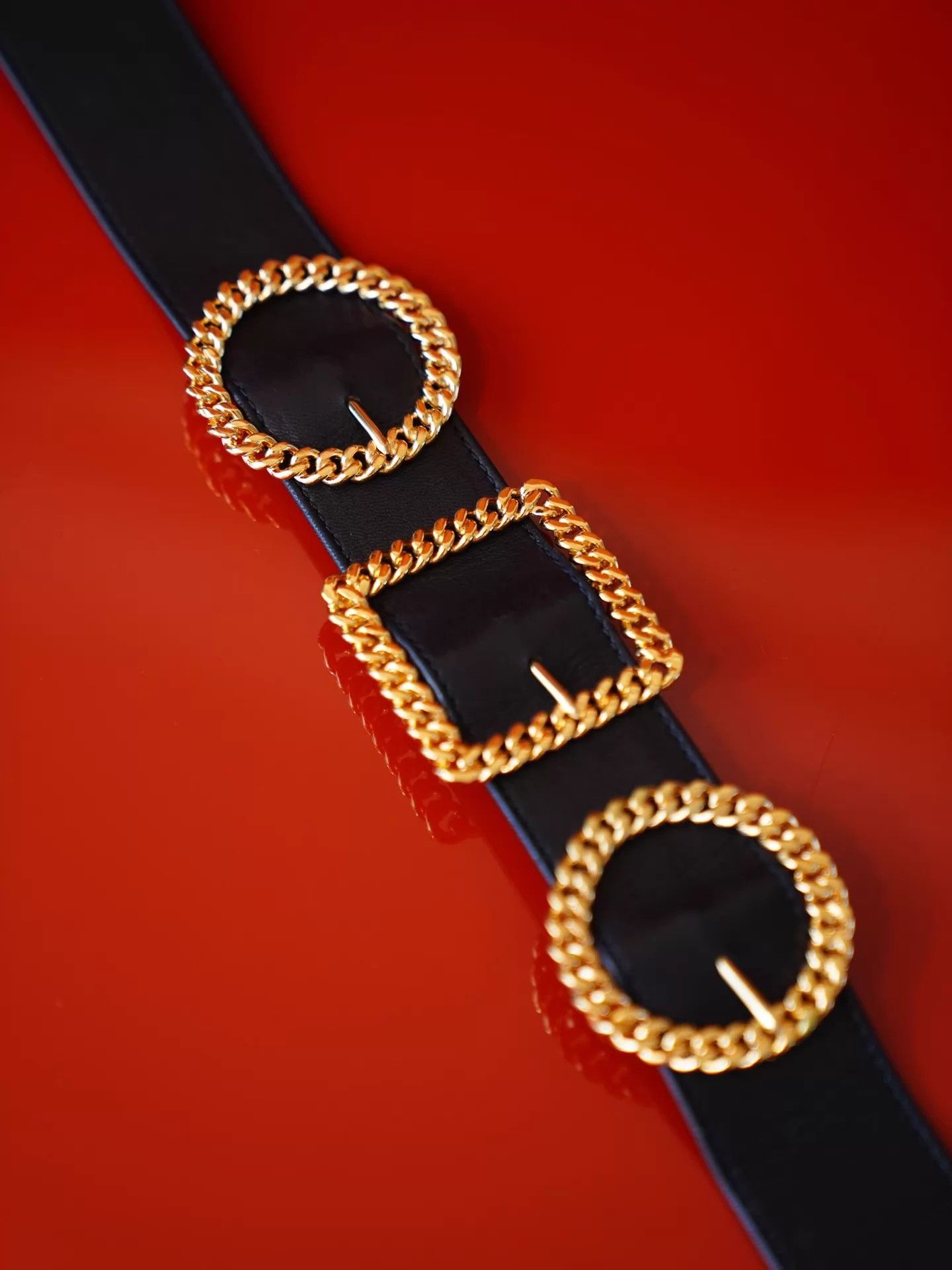 Chanel Chanel 1988 Runway Black & Gold Multi - Buckle Belt Size ONE SIZE - 3 Thumbnail