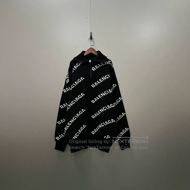 Balenciaga Balenciaga Bullet Screen Logo Half-Zip Knit Top Size US M / EU 48-50 / 2 - 1 Thumbnail