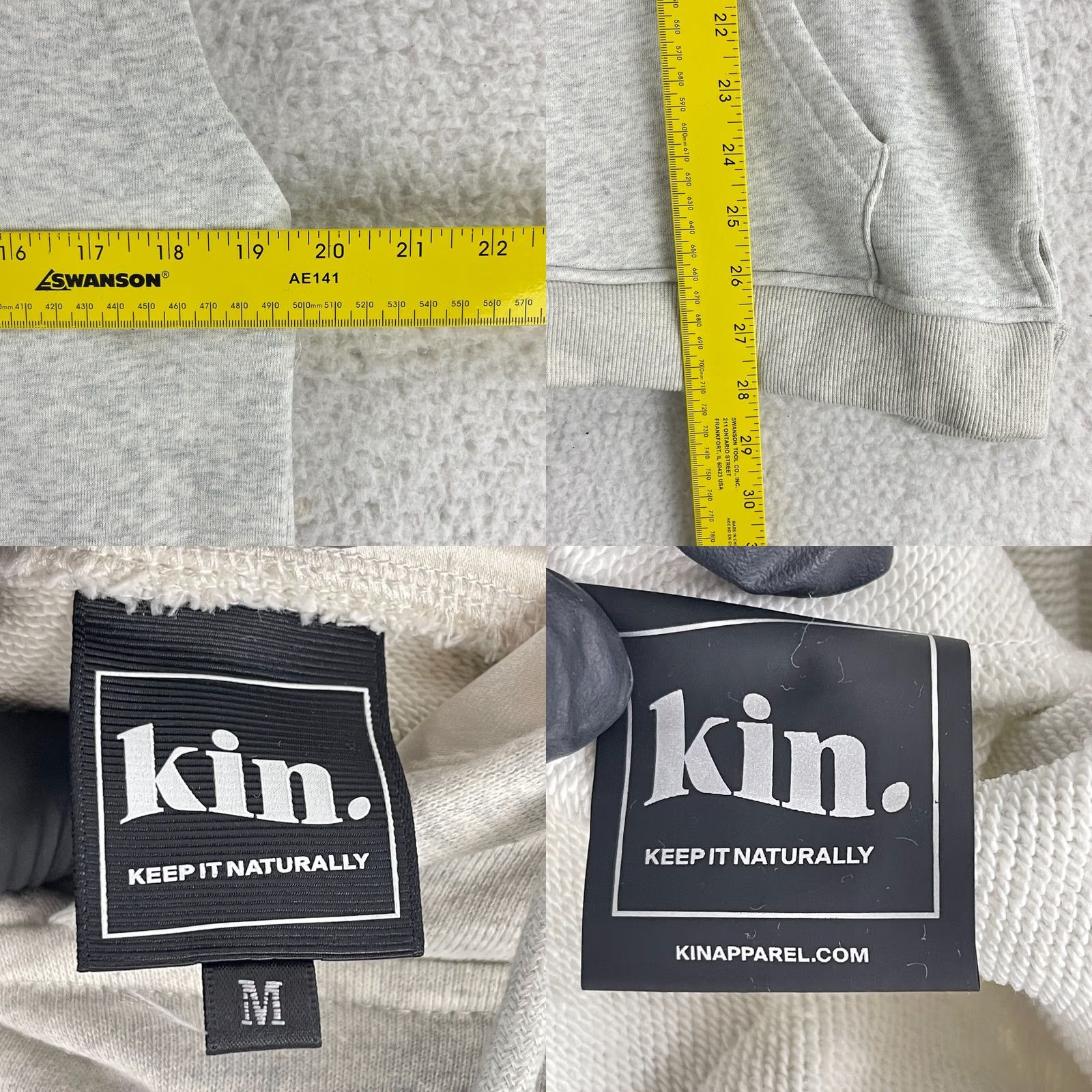 Skin Kin Pullover Sweatshirt Unisex Adults M Gray Heathered 100% Cotton Sleeveless Hooded Lined Pockets Casual Modern Knit Winter Spring Summer Fall Size M / US 6-8 / IT 42-44 - 8 Thumbnail