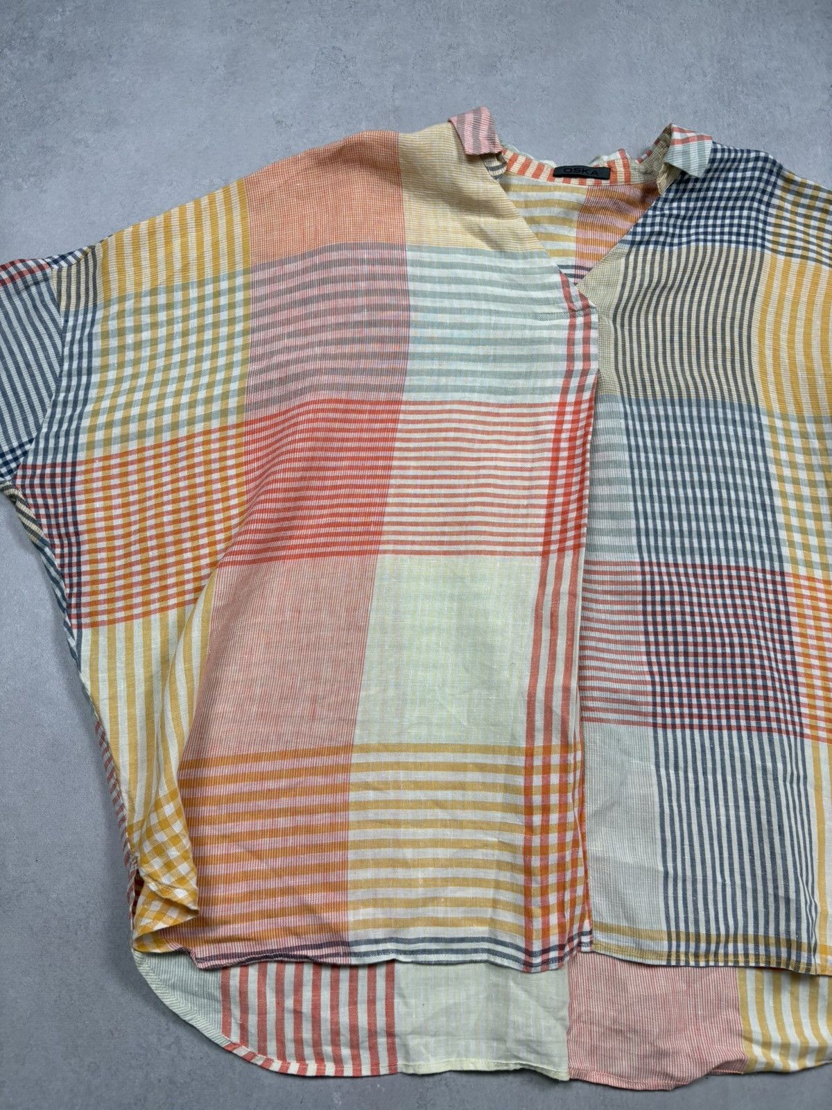 OSKA Oska Linen Patchwork Oversized Blouse Multicolor Check Shirt Size S / US 4 / IT 40 - 6 Thumbnail
