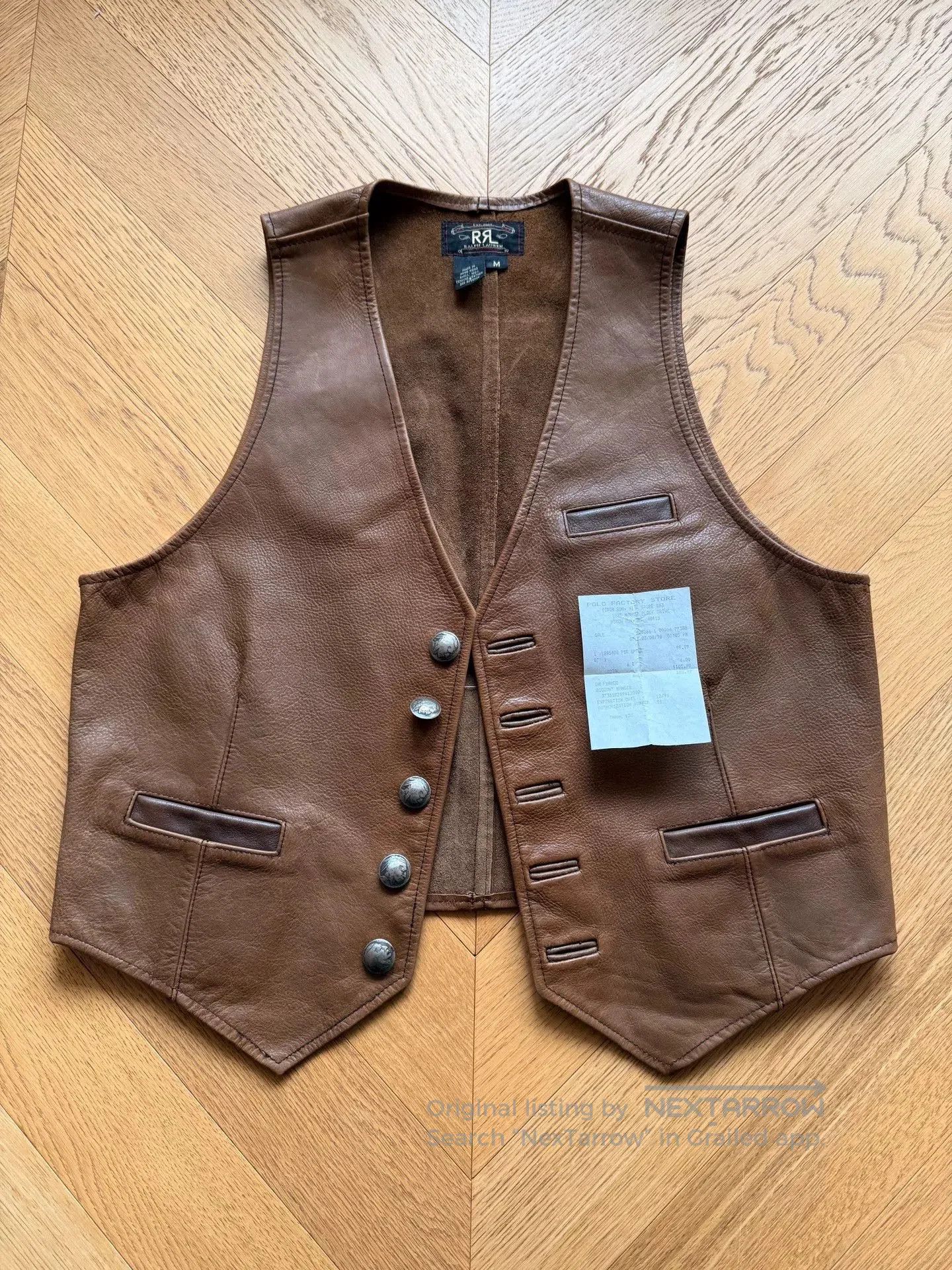 RRL Ralph Lauren RRL Vintage Brown Leather Vest for Men. Size US M / EU 48-50 / 2 - 1 Thumbnail