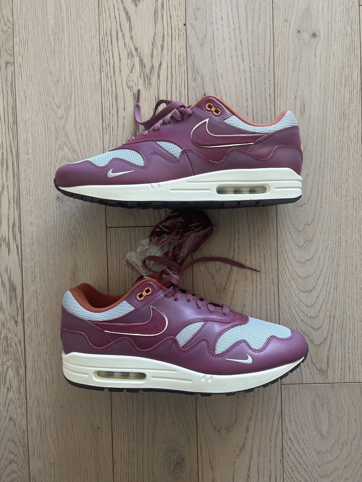 image of Nike x Patta Air Max 1 Patta Wave Shoes in Burgandy, Men's (Size 12)