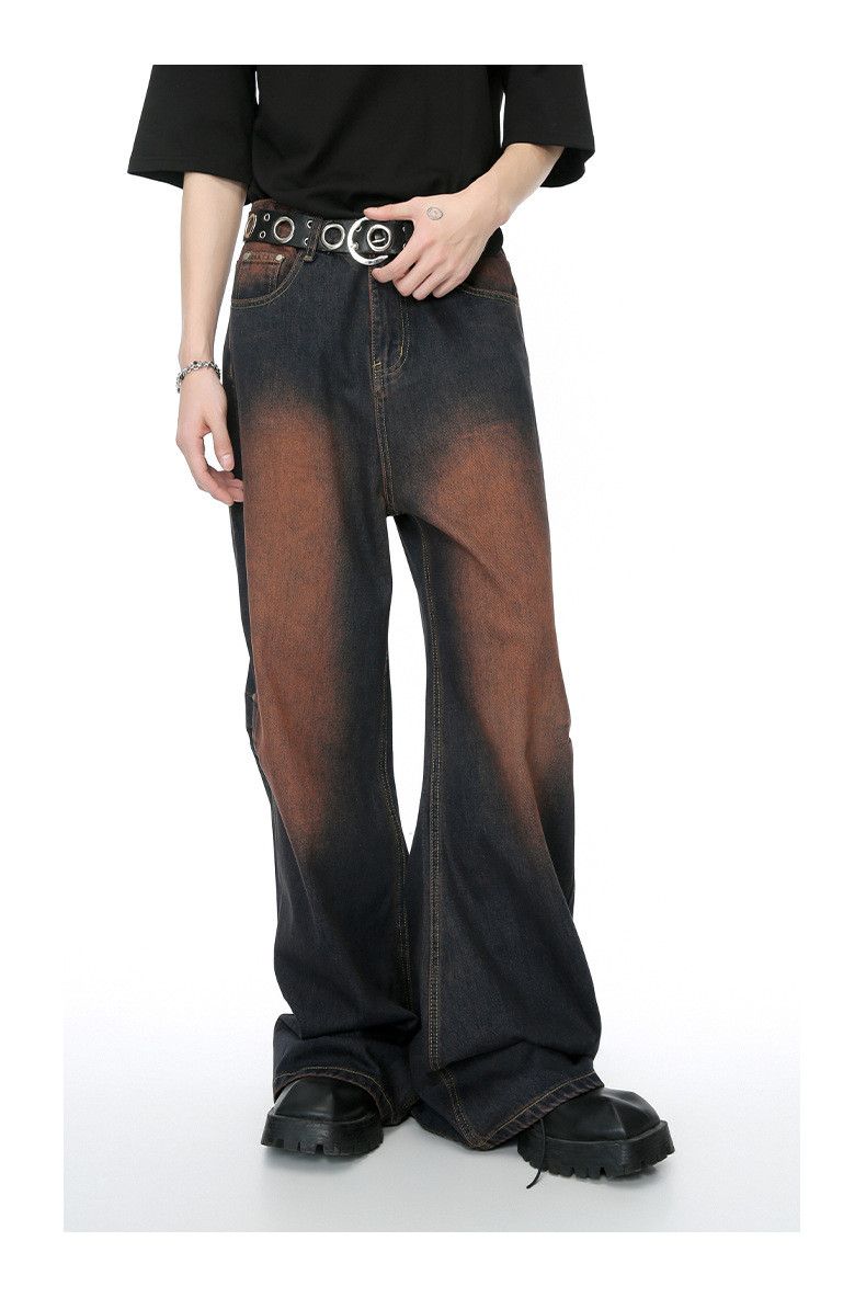 Japanese Brand × Jean Vintage loose rivet gradient wide-leg distressed jeans Size US 32 / EU 48 - 2 Thumbnail