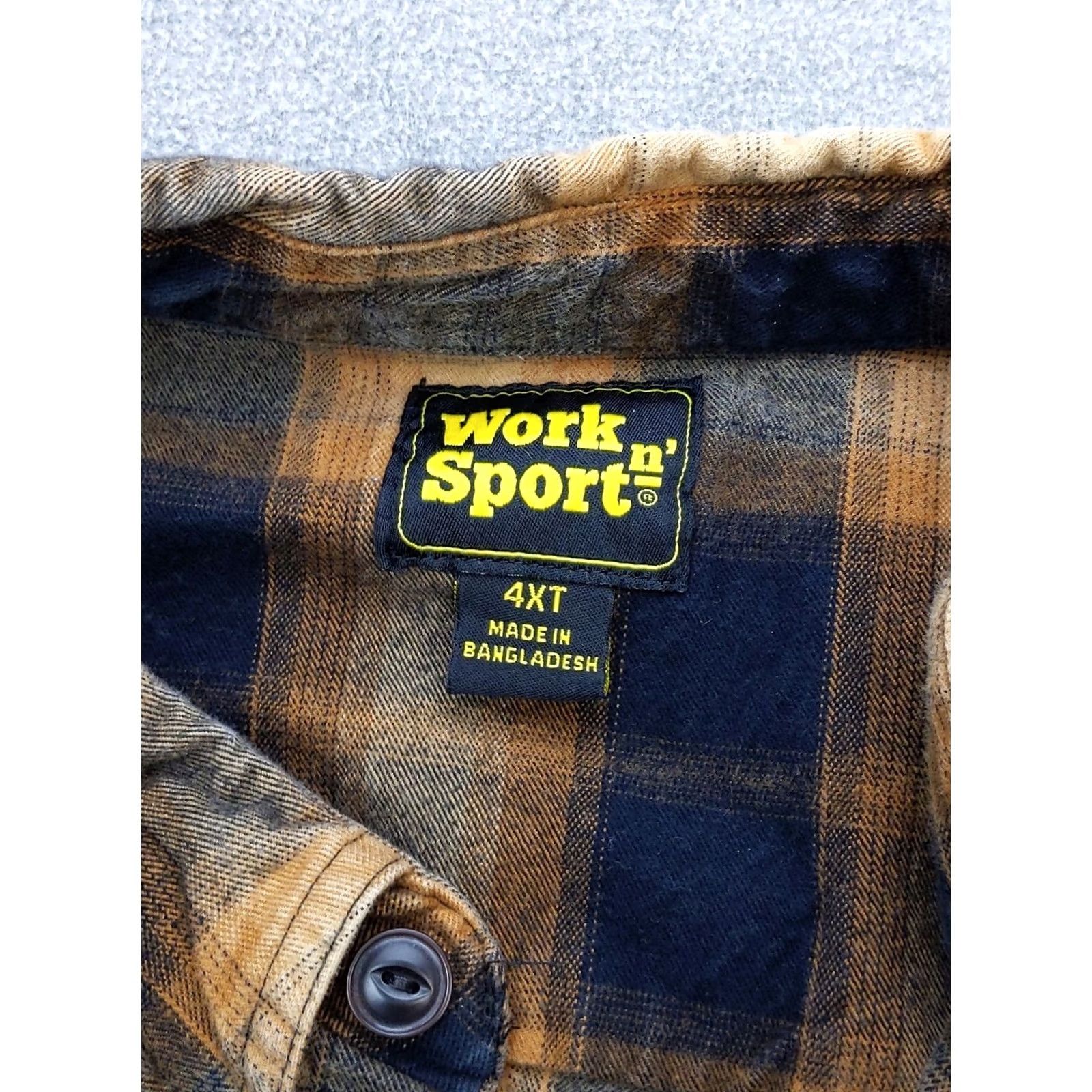 Vintage Work n' Sport Shirt Mens 4XLT Blue Brown Plaid Flannel Button Up Long Sleeve Size US XXL / EU 58 / 5 - 5 Thumbnail