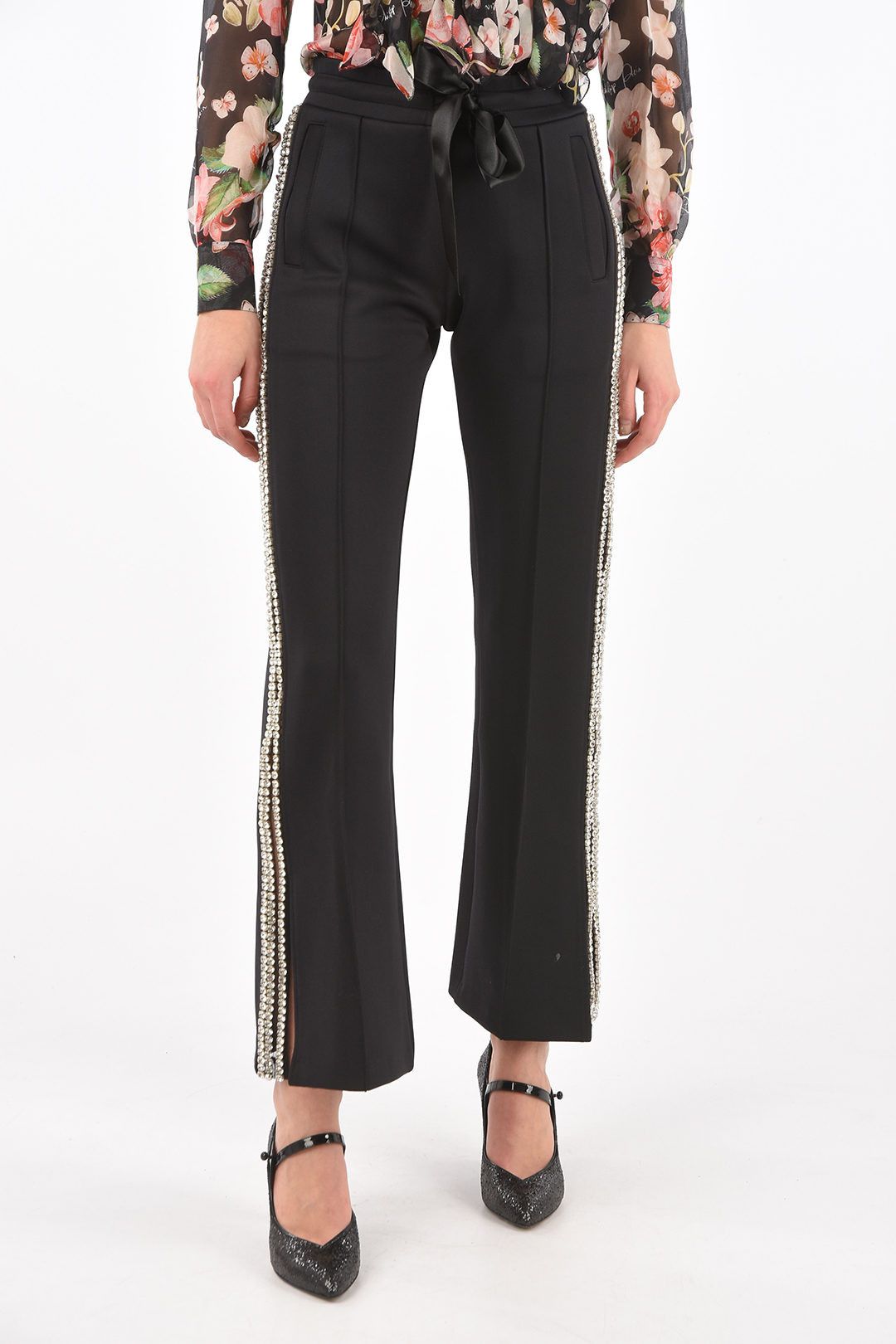Philipp Plein og1mm0824 Elastic Waistband Crystal Pants in Black Size 30" / US 8 / IT 44 - 1 Thumbnail