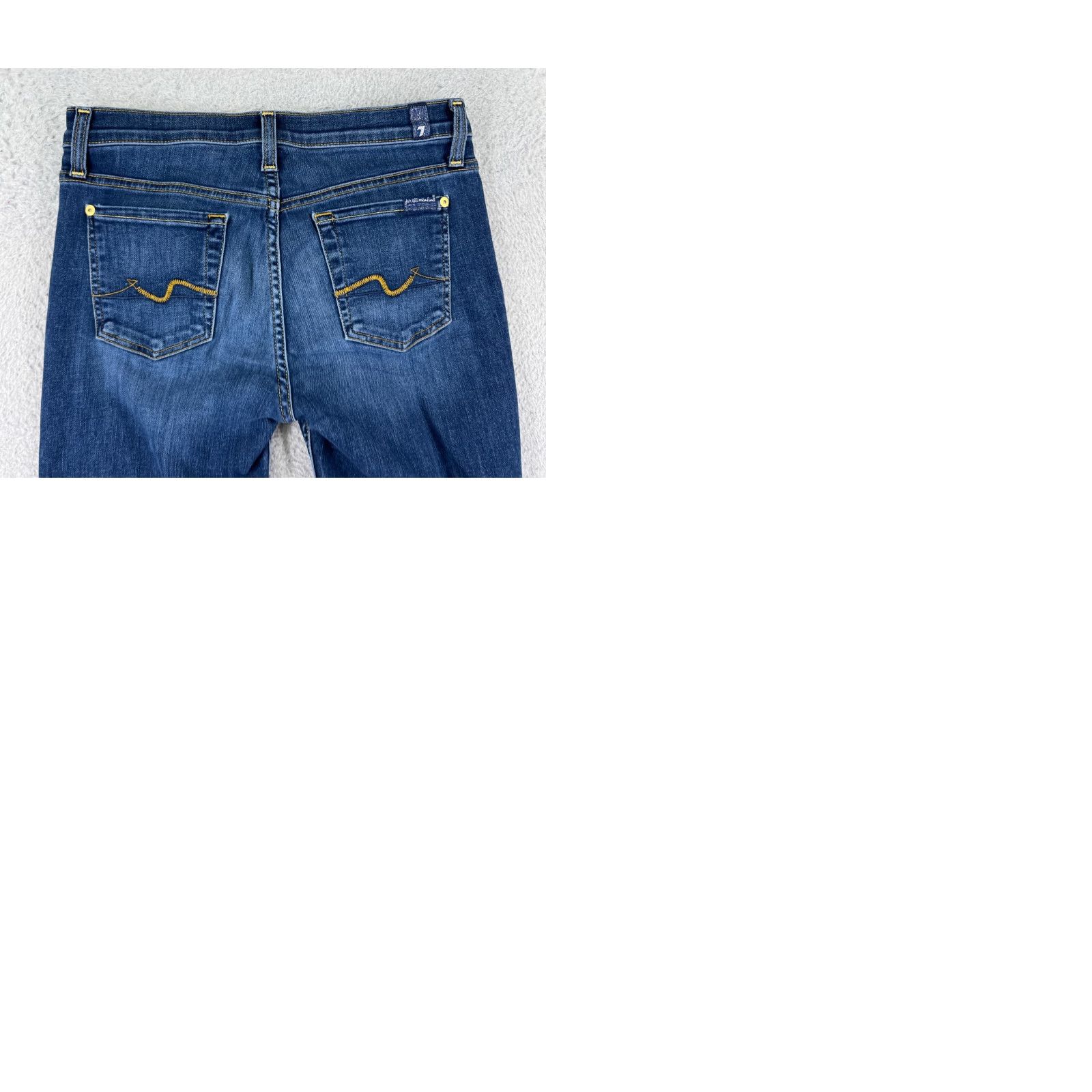 7 For All Mankind 7 For All Mankind Jeans Women 26 Blue Low Rise Skinny Tapered Cotton Blend Jeans Ladies 26 Blue Dark Denim 7 For All Mankind Womens Jeans - Size 26" / US 2 / IT 38 - 10 Thumbnail