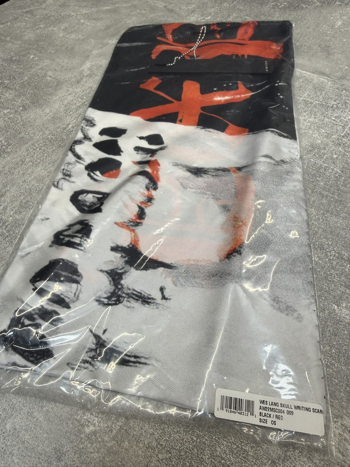 Amiri × Wes Lang Amiri x Wes Lang Skull Writing Silk Scarf. BNWT. RRP £525 Size ONE SIZE - 4 Thumbnail