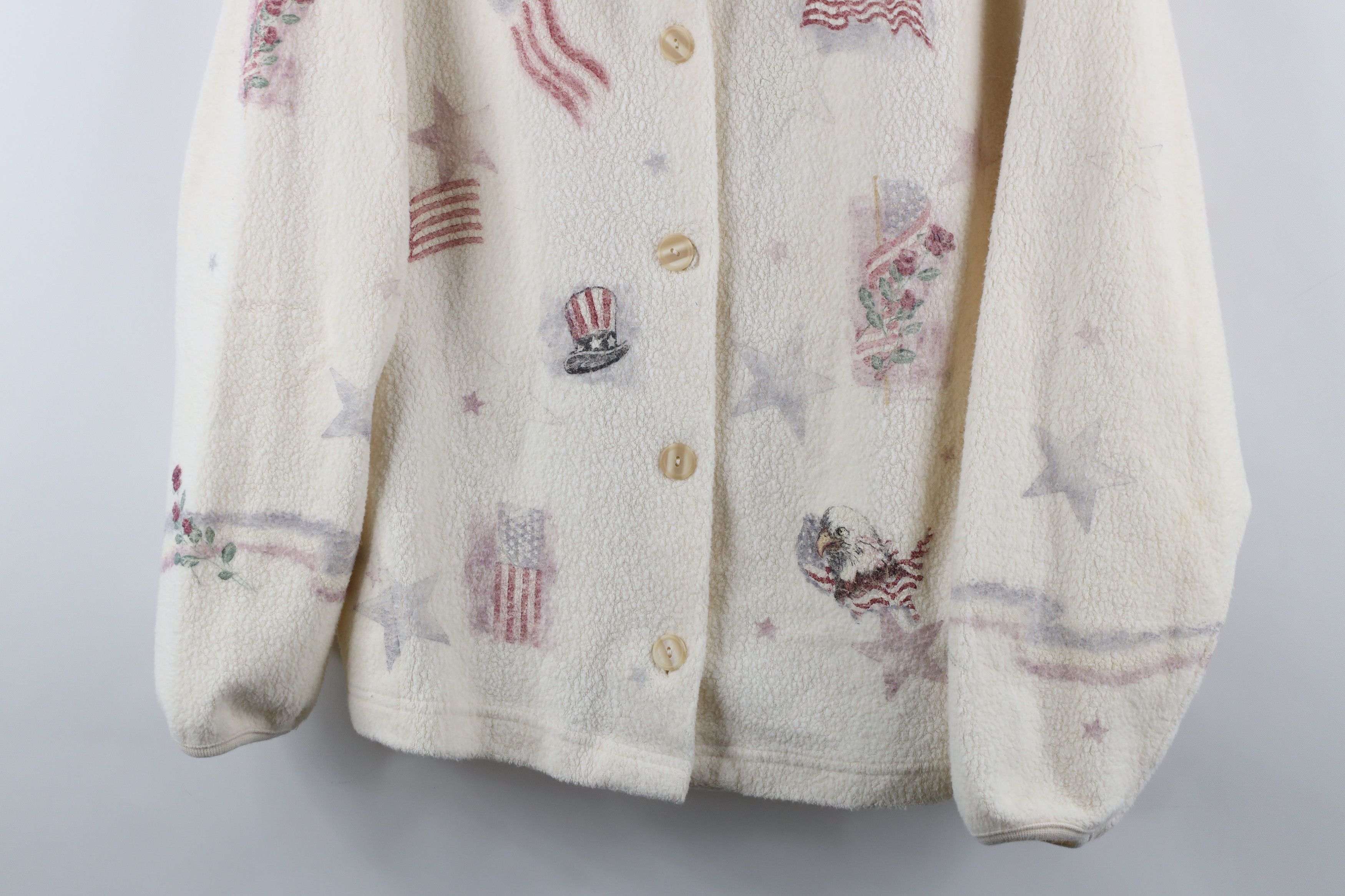 Vintage Vintage 90s USA Flag All Over Print Cardigan Sweater USA Size L / US 10 / IT 46 - 3 Thumbnail