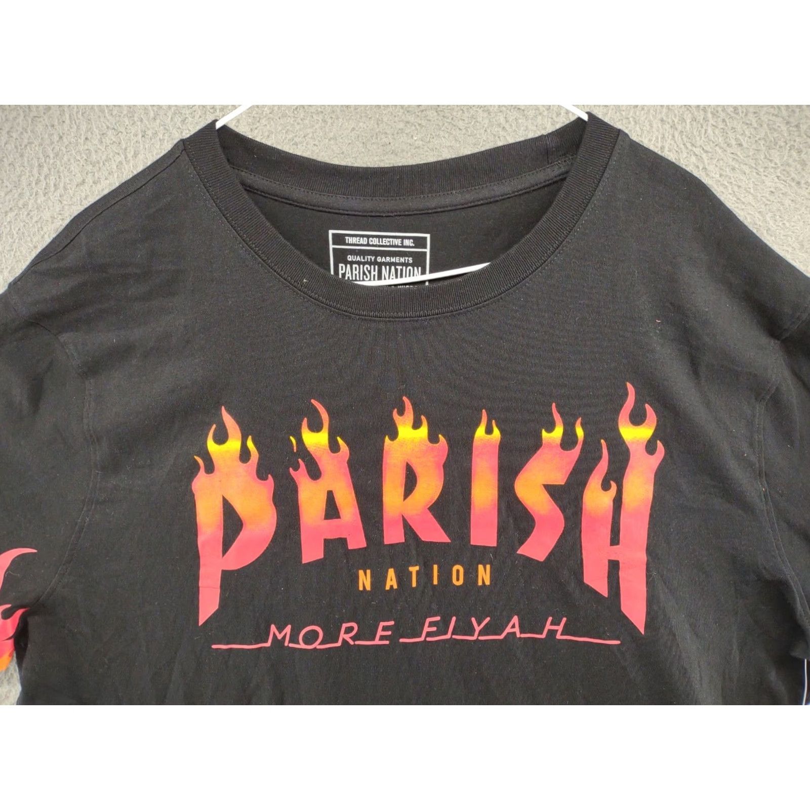 Vintage Parish Nation Men’s Red Flames Health Wealth and Wisdom Shirt 3XL Black Cotton Crew Neck Short Sleeve Pullover Vinyl Trim Flames Shirt Mens Size US XXL / EU 58 / 5 - 3 Thumbnail