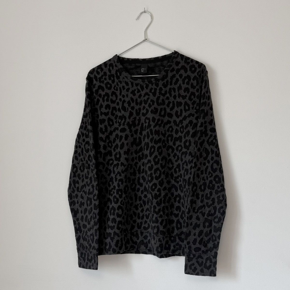 Vintage Vtg Black Leopard Print Knit Long Sleeve Shirt ERD Grunge Size US M / EU 48-50 / 2 - 1 Thumbnail