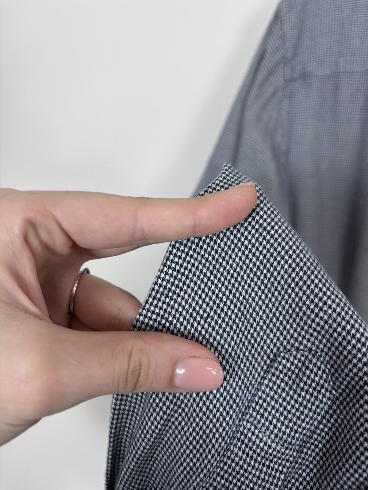 Eton Eton Men’s Navy Blue White Long Sleeve Shirt Houndstooth Size US S / EU 44-46 / 1 - 14 Thumbnail