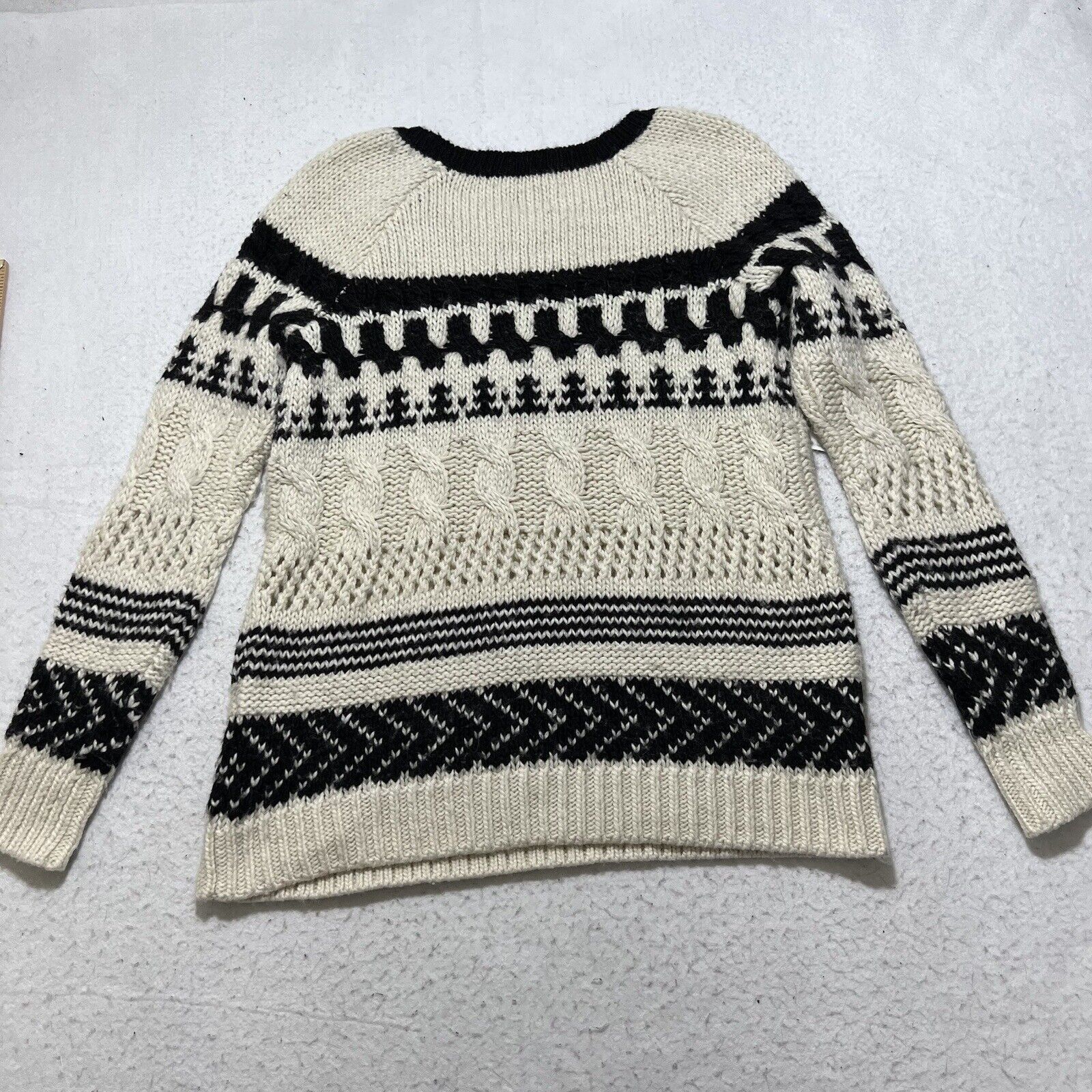 American Eagle Outfitters American Eagle Small Wool Blend Chunky Knit Striped Sweater Size S / US 4 / IT 40 - 10 Thumbnail