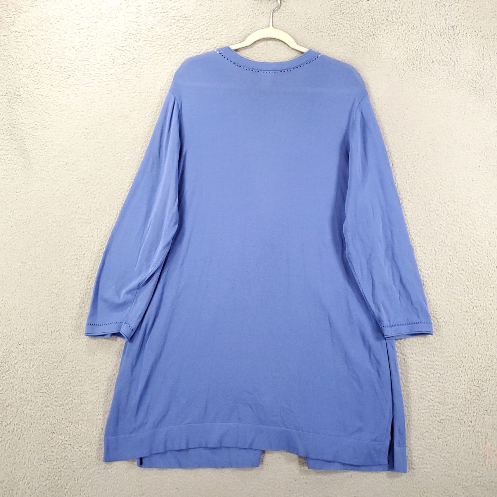 Vintage Chicos Cardigan Womens 2XL Blue Longline V-Neck Knit Casual Sleeve 2XL Sweatery Sm: Solid Pattern Size XXL / US 16-18 / IT 52-54 - 7 Thumbnail
