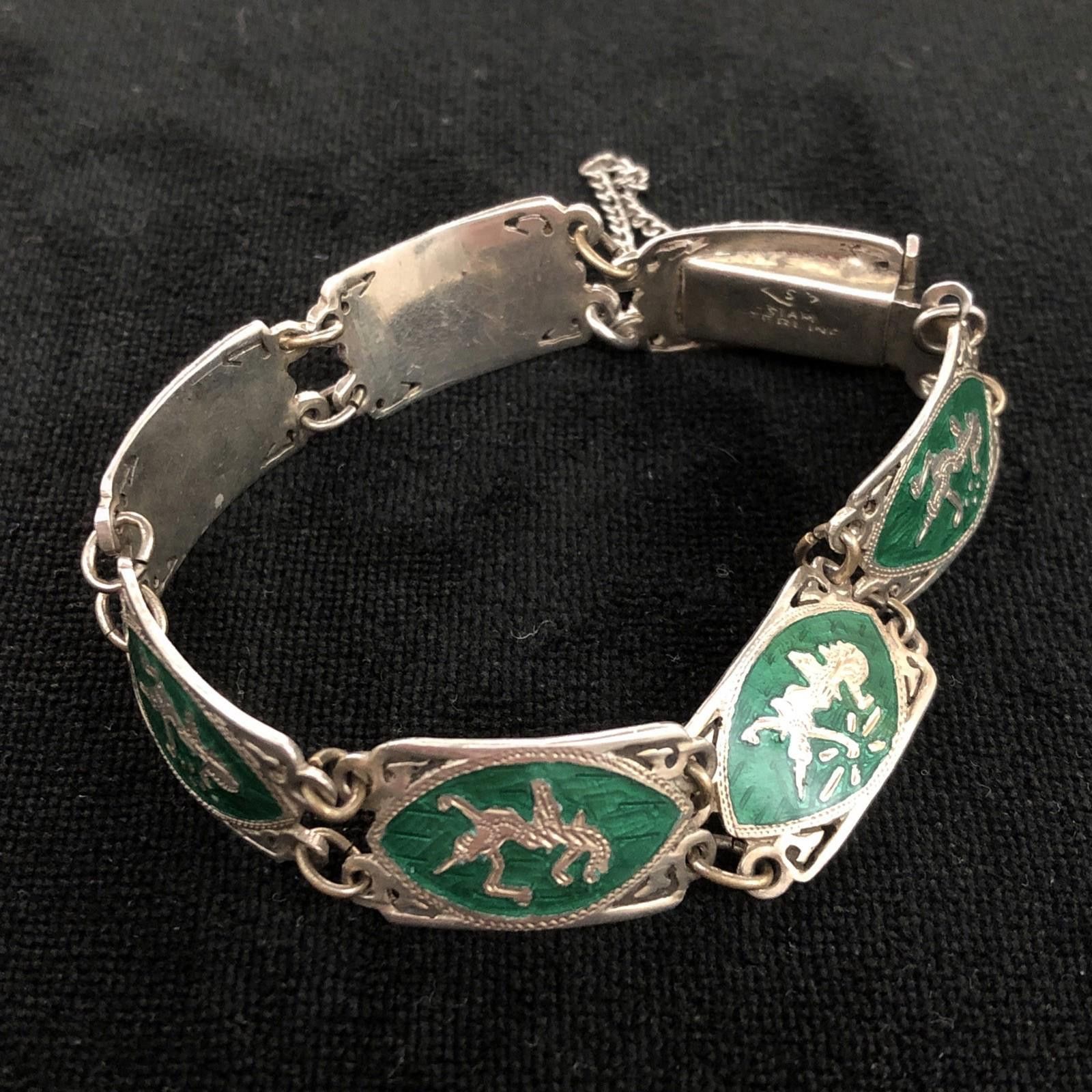 Other SIAM STERLING NIELLO GREEN ENAMEL GODDESS DANCER THAI Size ONE SIZE - 7 Thumbnail