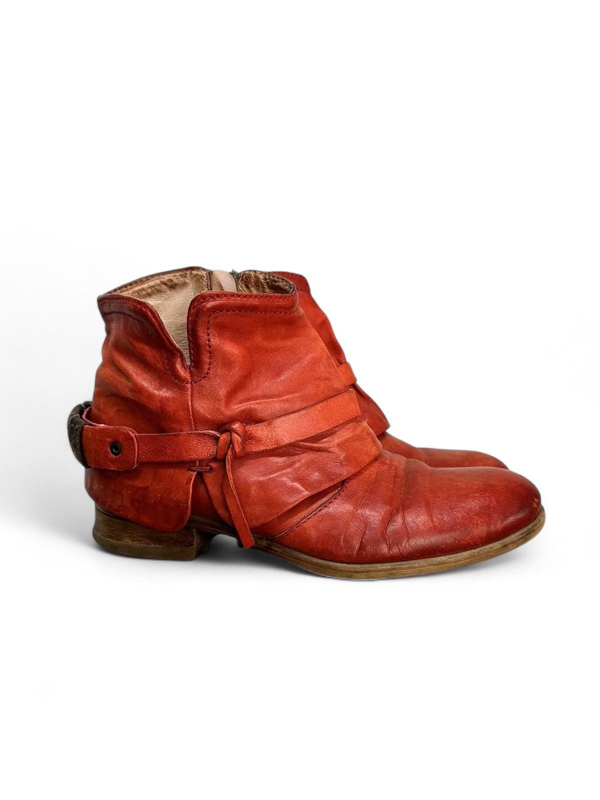 14th Addiction Prima Red Vintage Leather Boots Retro Streetwear Style Size US 9 / IT 39 - 1 Thumbnail