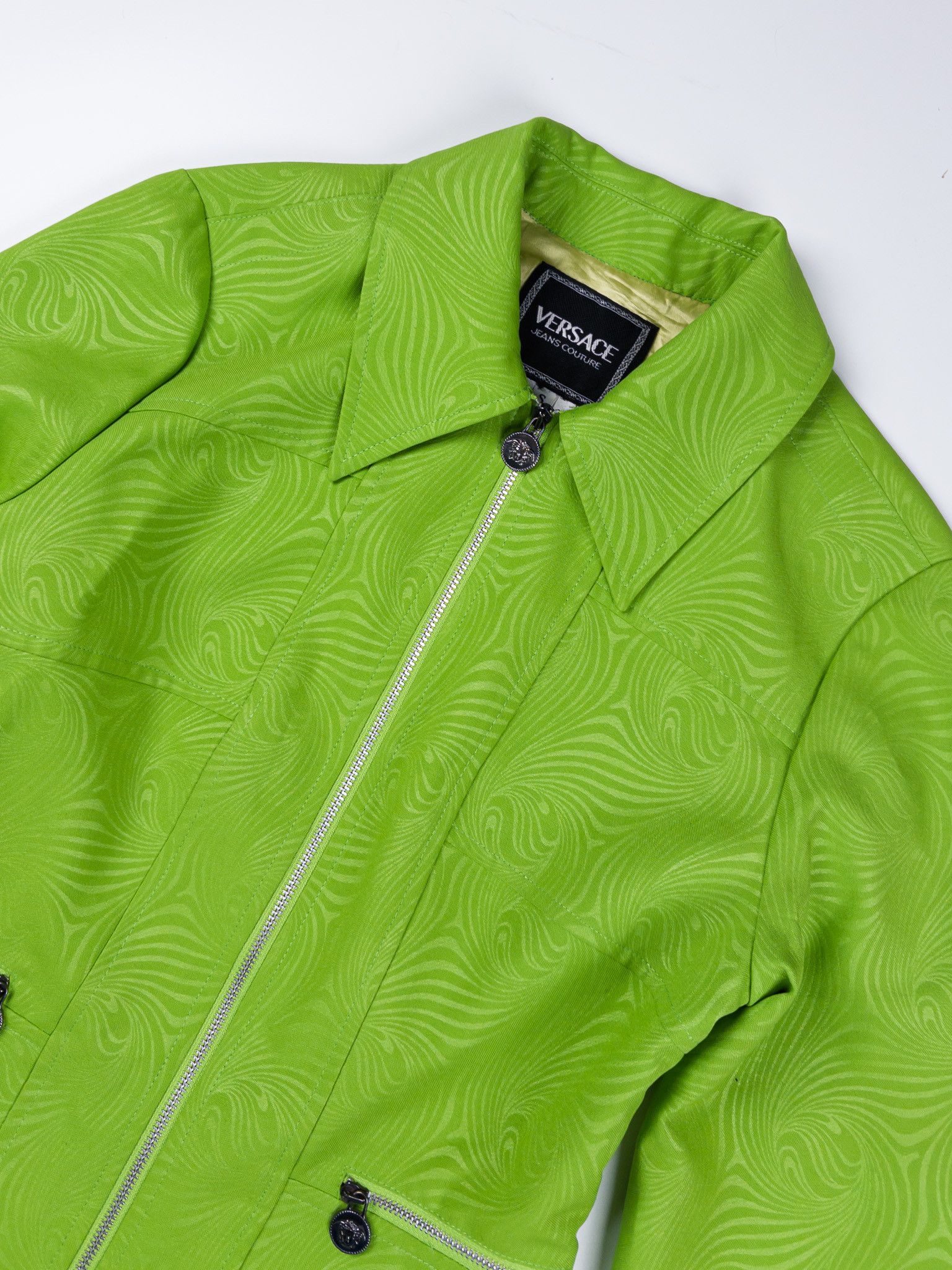 Versace Versace Jeans Couture Lime Green Swirl Jacket - Size S Size S / US 4 / IT 40 - 4 Thumbnail