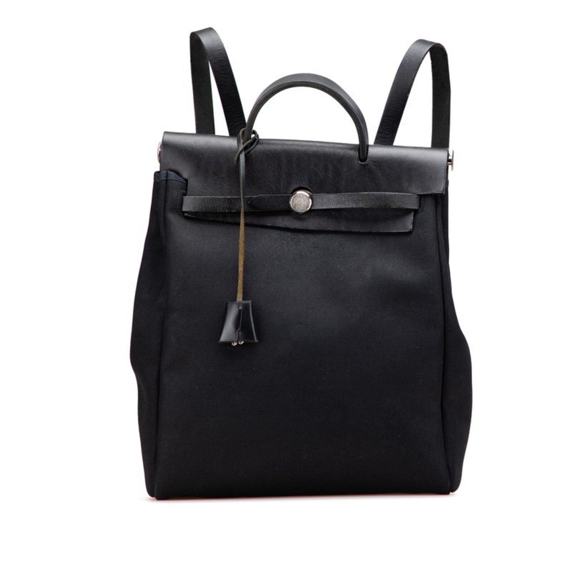Hermes Hermès Airbag Ad PM Backpack/Handbag, 2-Way, Black Toile Officier Leather, Women's, HERMES Size ONE SIZE - 1 Thumbnail
