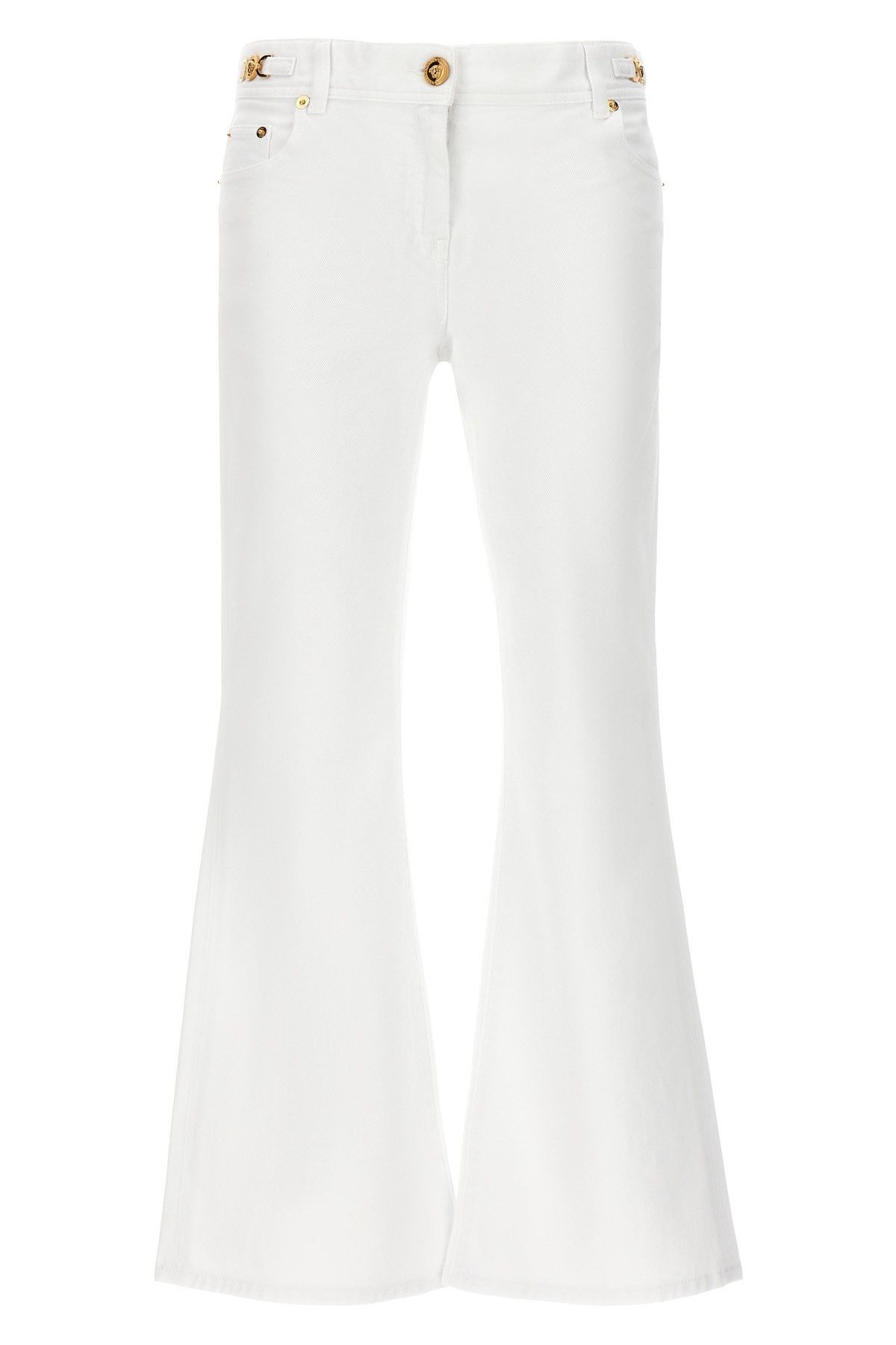 image of Versace Flared Jeans in White, Women's (Size 26)