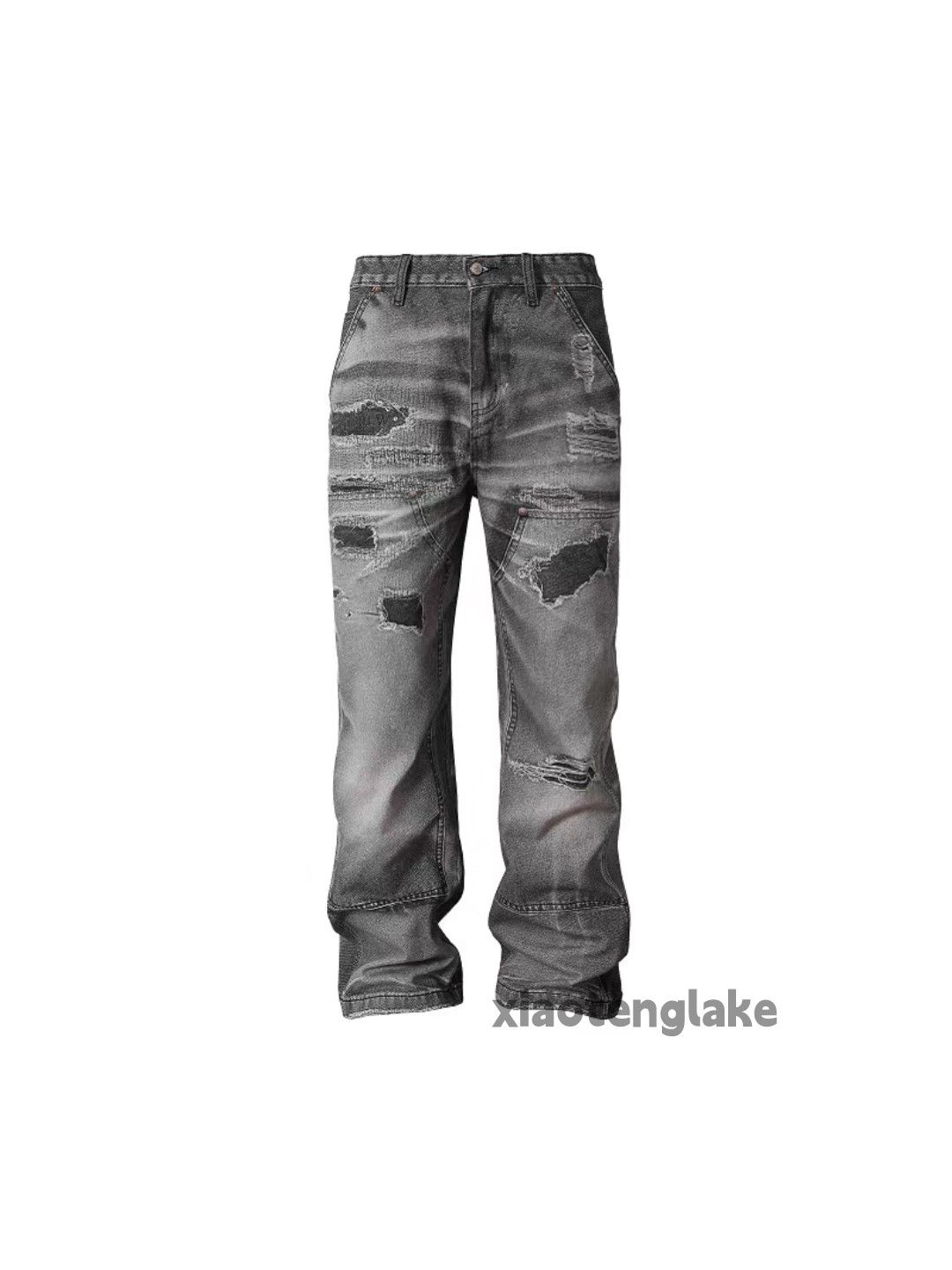 Jean × Vintage Unisex washed retro y2k hiphop digital damaged jeans Size US 32 / EU 48 - 4 Thumbnail