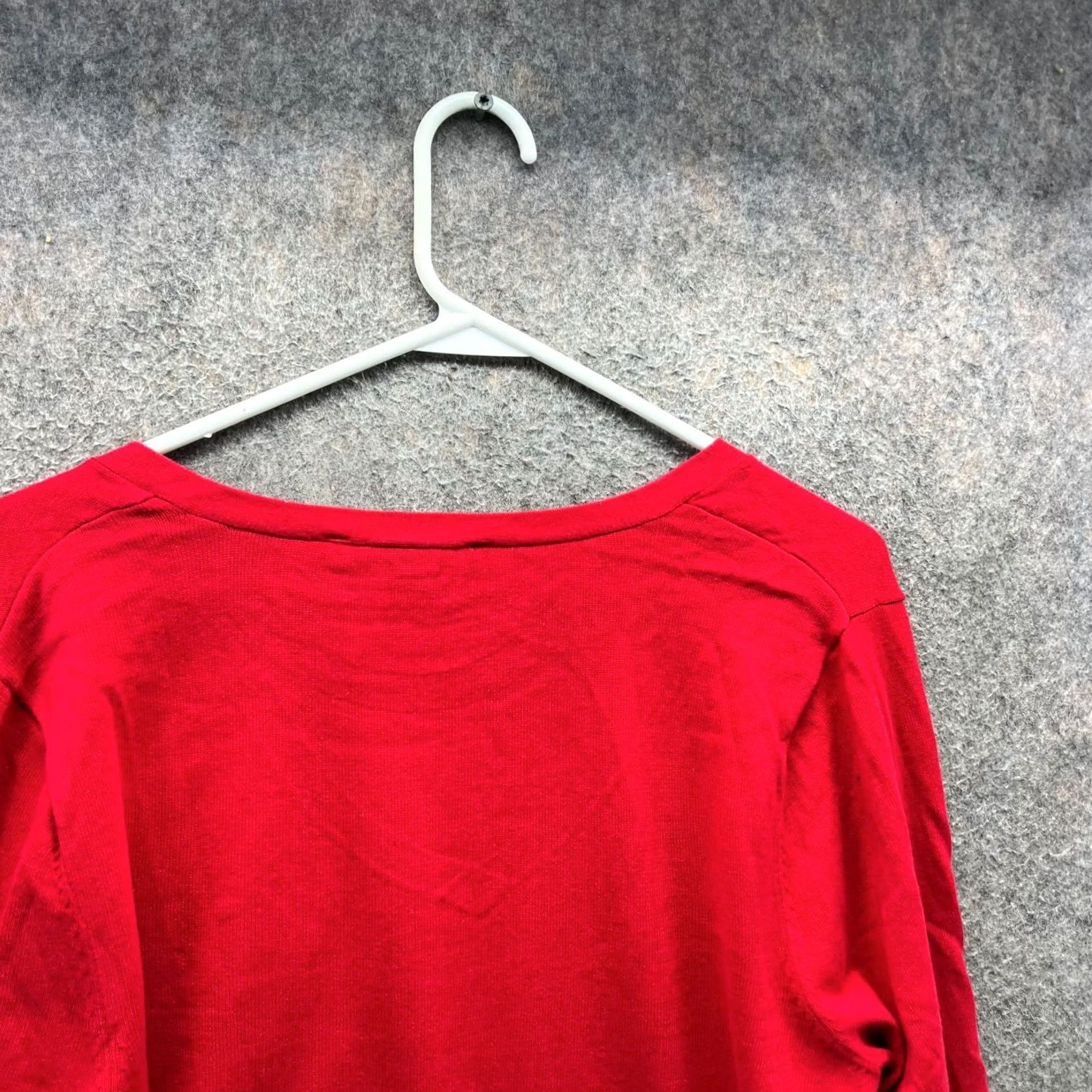 Tommy Hilfiger Tommy Hilfiger Sweatshirt Womens Large Red V-Neck Cotton Knit Pullover Logo Size L / US 10 / IT 46 - 2 Thumbnail