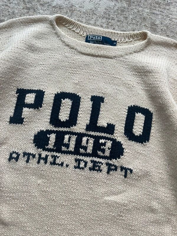 Polo Ralph Lauren Polo Ralph Lauren Athl. Dept 1993 Vintage Sweater Hand Knit Size US M / EU 48-50 / 2 - 2 Thumbnail