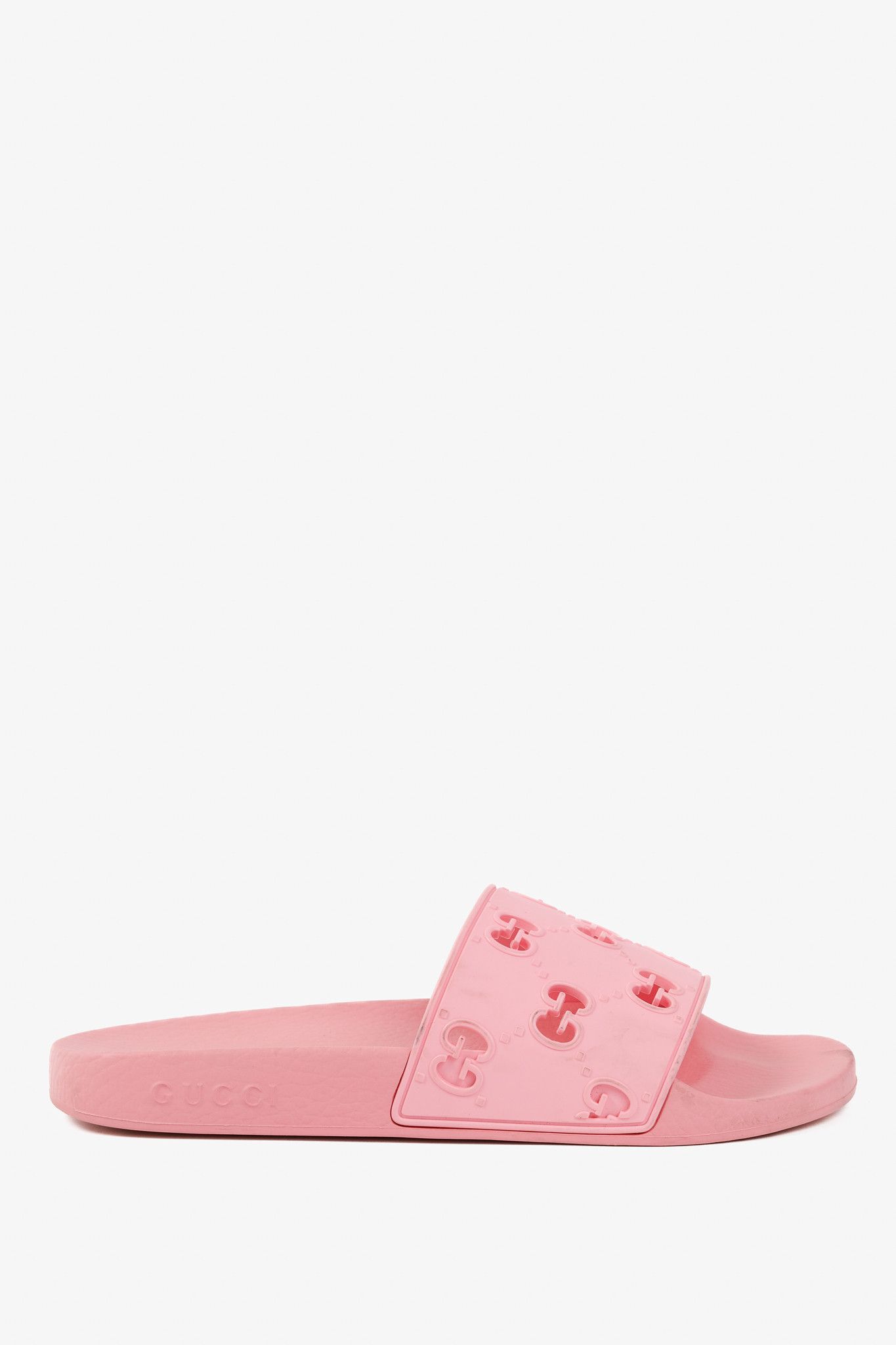 Gucci Gucci Pink Rubber GG Slide Sandals Size US 8.5 / IT 38.5 - 2 Thumbnail