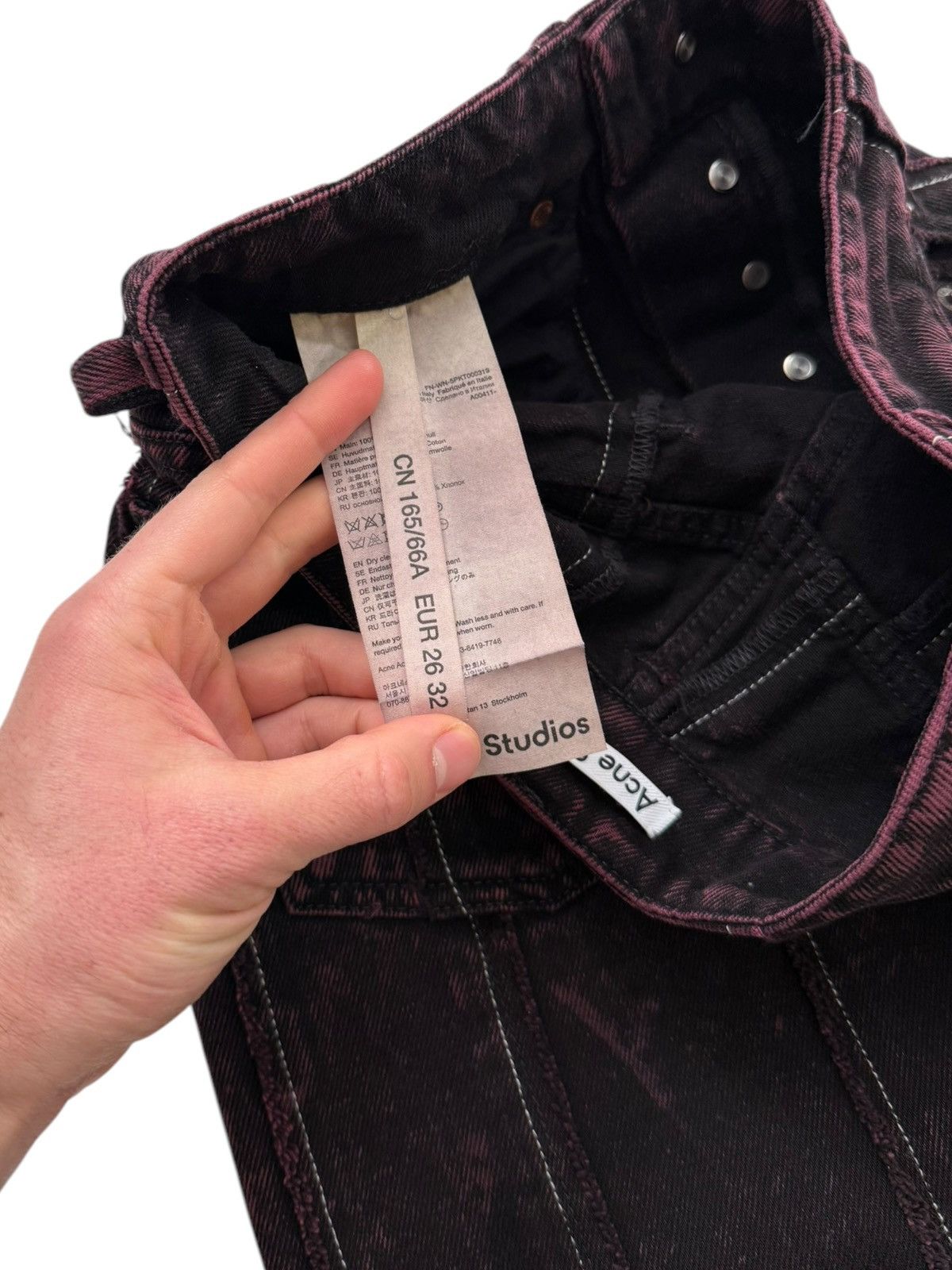 Acne Studios Overdyed Strip Patchwork Denim Jeans Size 26" / US 2 / IT 38 - 14 Thumbnail