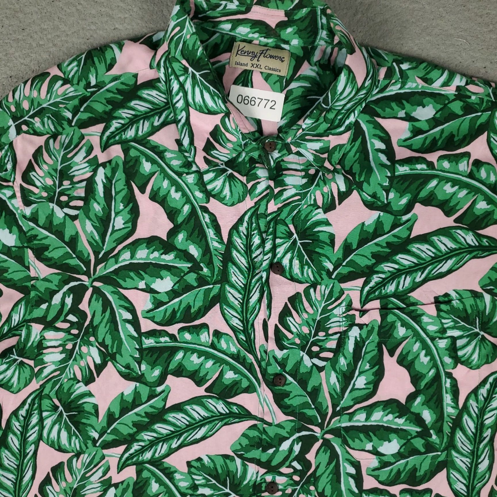 Pinko Kenny Flowers Shirt Mens 2XL Green Pink Hawaiian Rayon Tropical Short Sleeve Button-Up Casual, Party/Cocktail, Travel Mens Size US XXL / EU 58 / 5 - 2 Thumbnail
