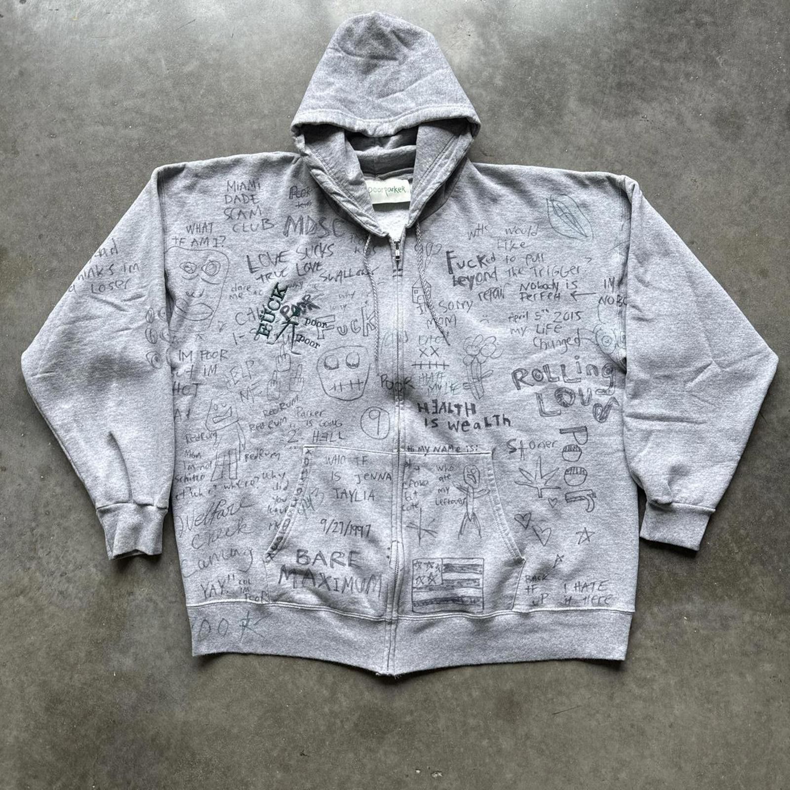 Packer Shoes Poor Parker Hoodie Jacket With Hand Written Graffiti Design Size US XL / EU 56 / 4 - 1 Thumbnail