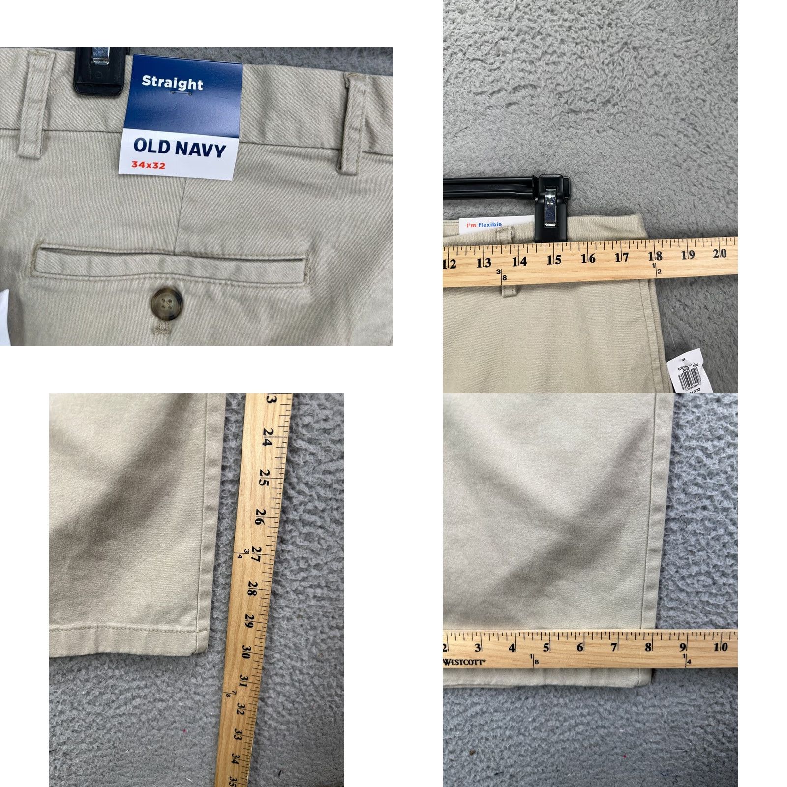 Old Navy Old Navy Khaki Pants Men 34X32 White Straight Flat Front Flex Stretch Pocket NEW Size US 34 / EU 50 - 8 Thumbnail