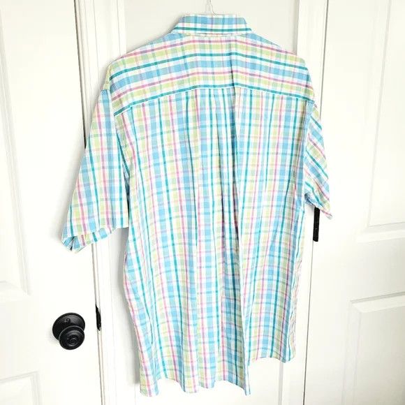 Grant Thomas Plaid Short Sleeve Button-Up Shirt Pastel Preppy Spring Size US XXL / EU 58 / 5 - 6 Thumbnail