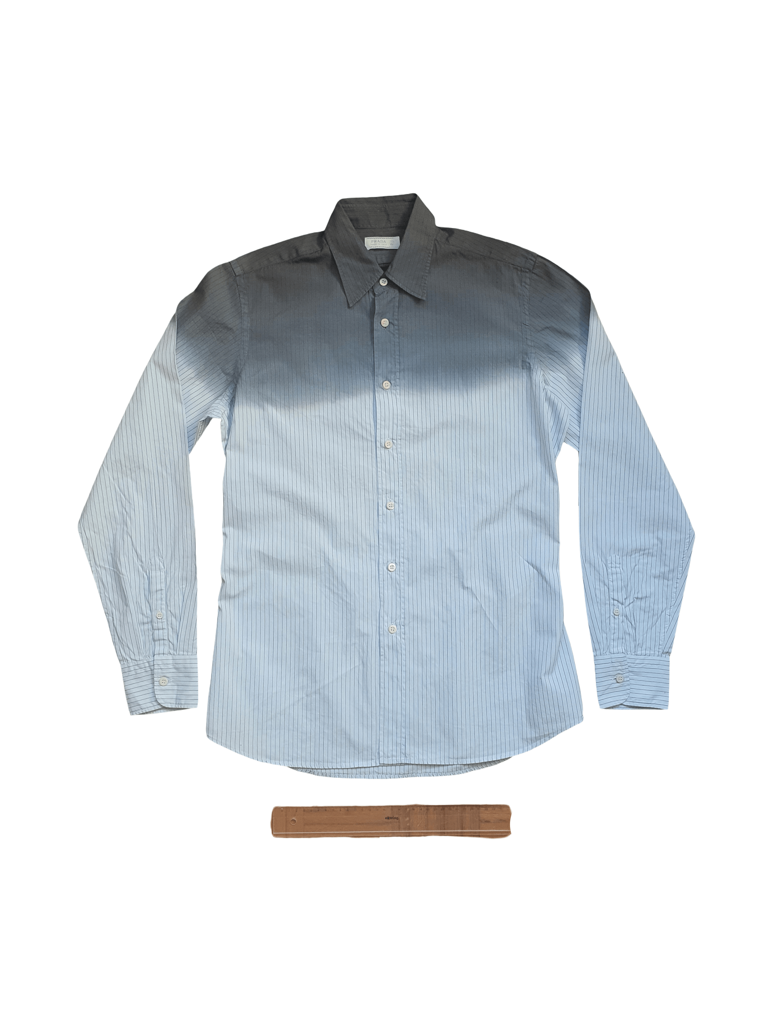 Prada Archival (2004) Dip-Dye Ombré Pinstripe Shirt - Sz 39, 15.5 Size US M / EU 48-50 / 2 - 1 Thumbnail