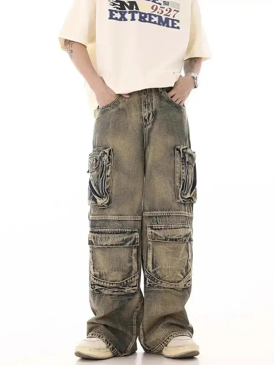 Japanese Brand Streetwear Cargo Multi Pocket Loose Baggy Pants Jeans Size US 32 / EU 48 - 2 Thumbnail