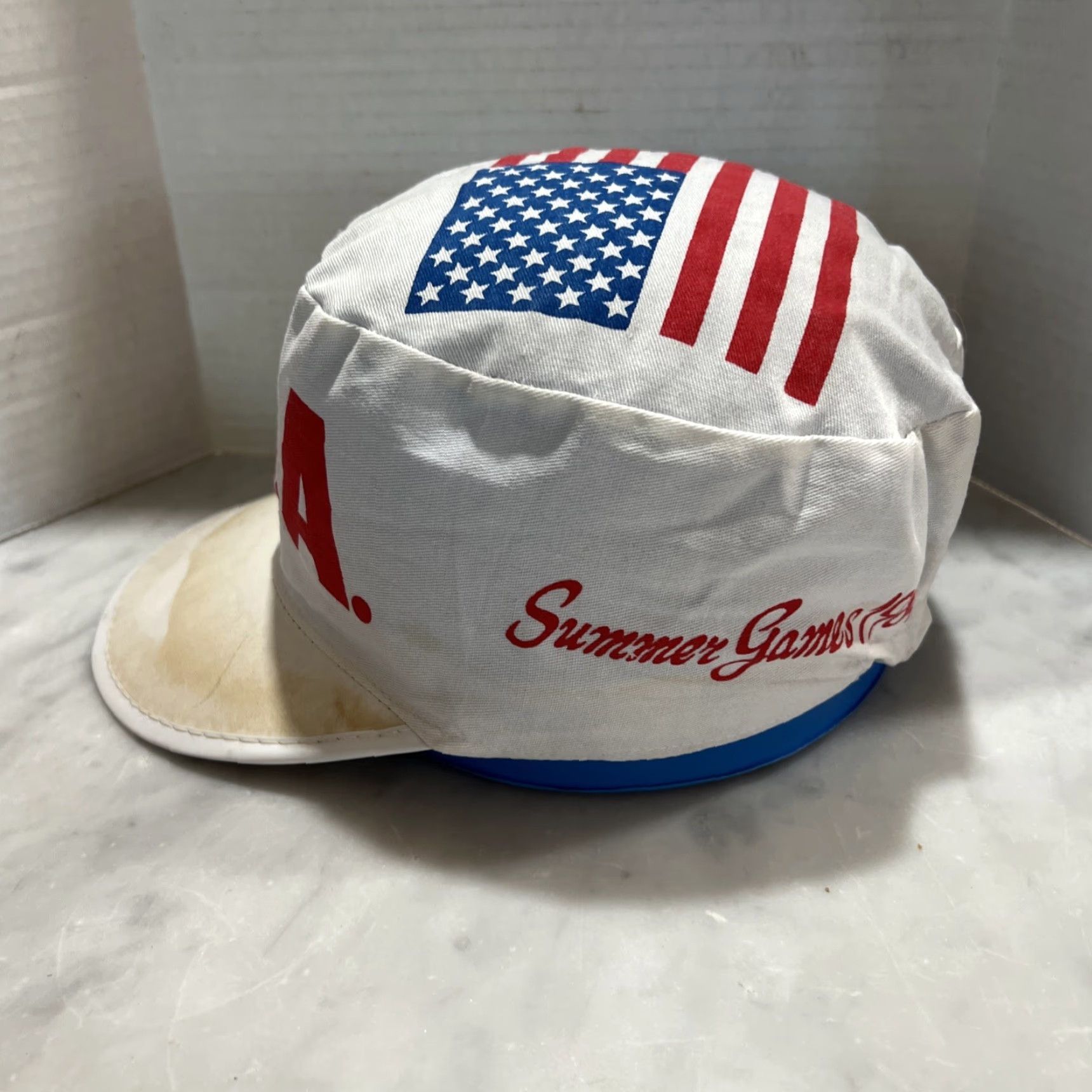 Vintage VINTAGE 1984 Olympics Painters Cap Hat Summer Games White One Size Mens Size ONE SIZE - 2 Thumbnail