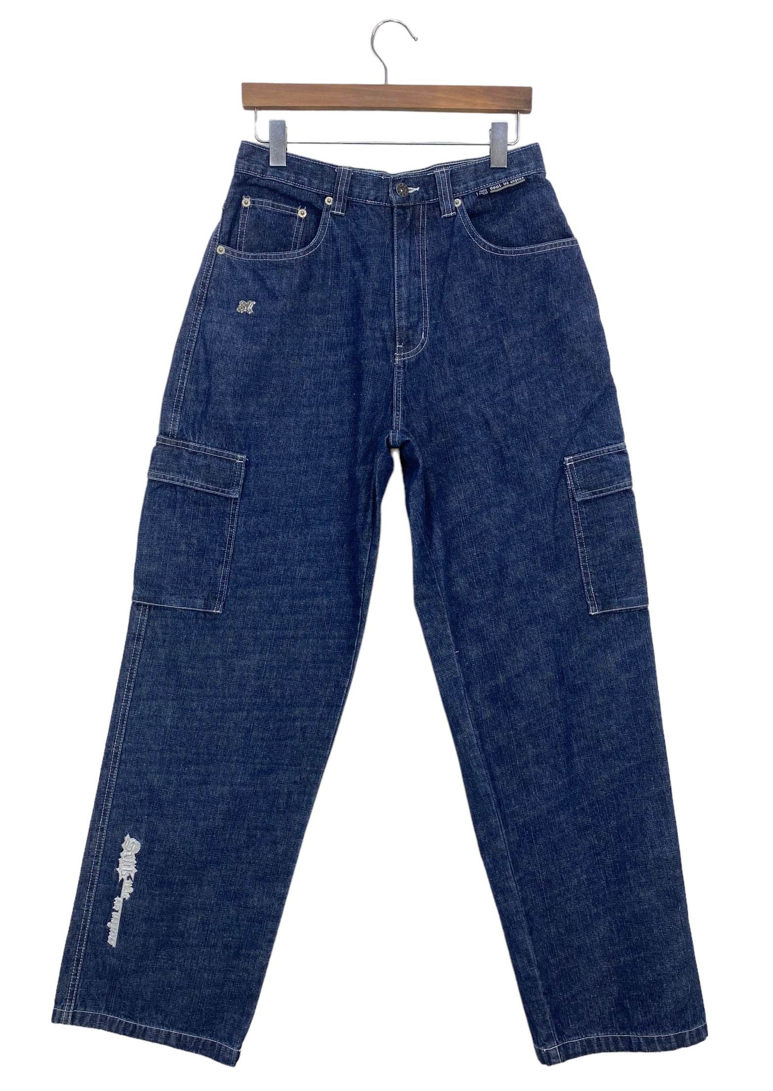 image of Distressed Denim La Soul Baggy Jeans Carpenter Hip Hop Jeans in Blue, Men's (Size 34)