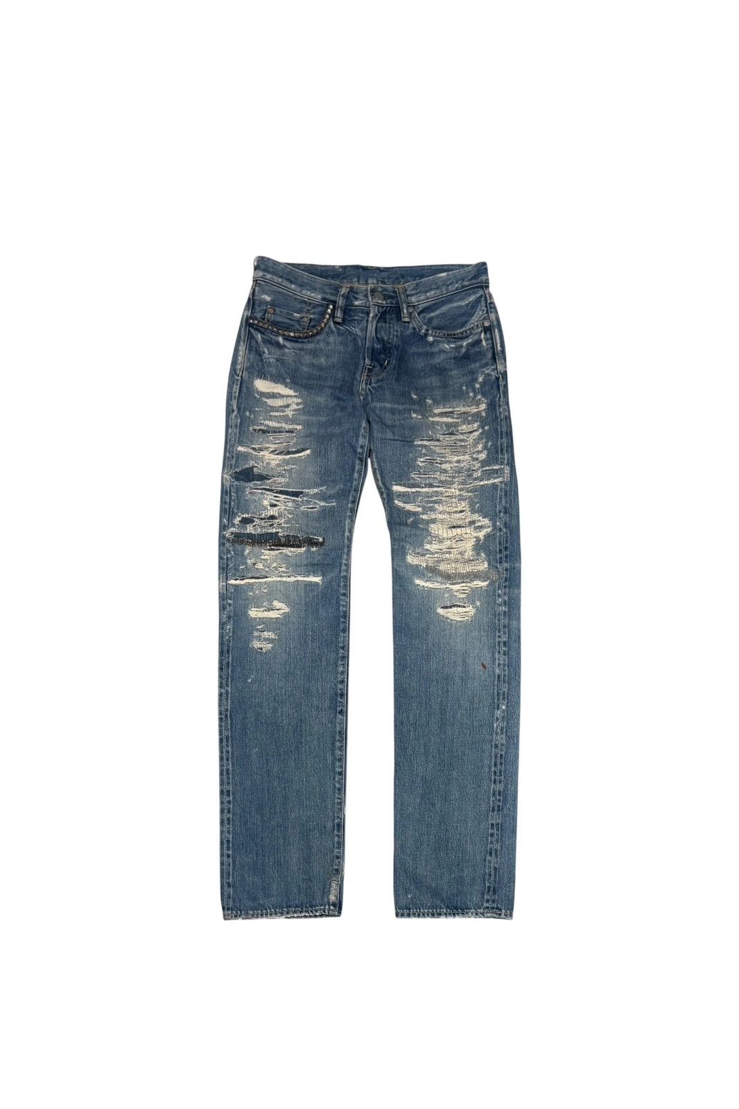 Hysteric Glamour Hysteric Glamour blue distressed patchwork denim jeans Size US 28 / EU 44 - 1 Thumbnail