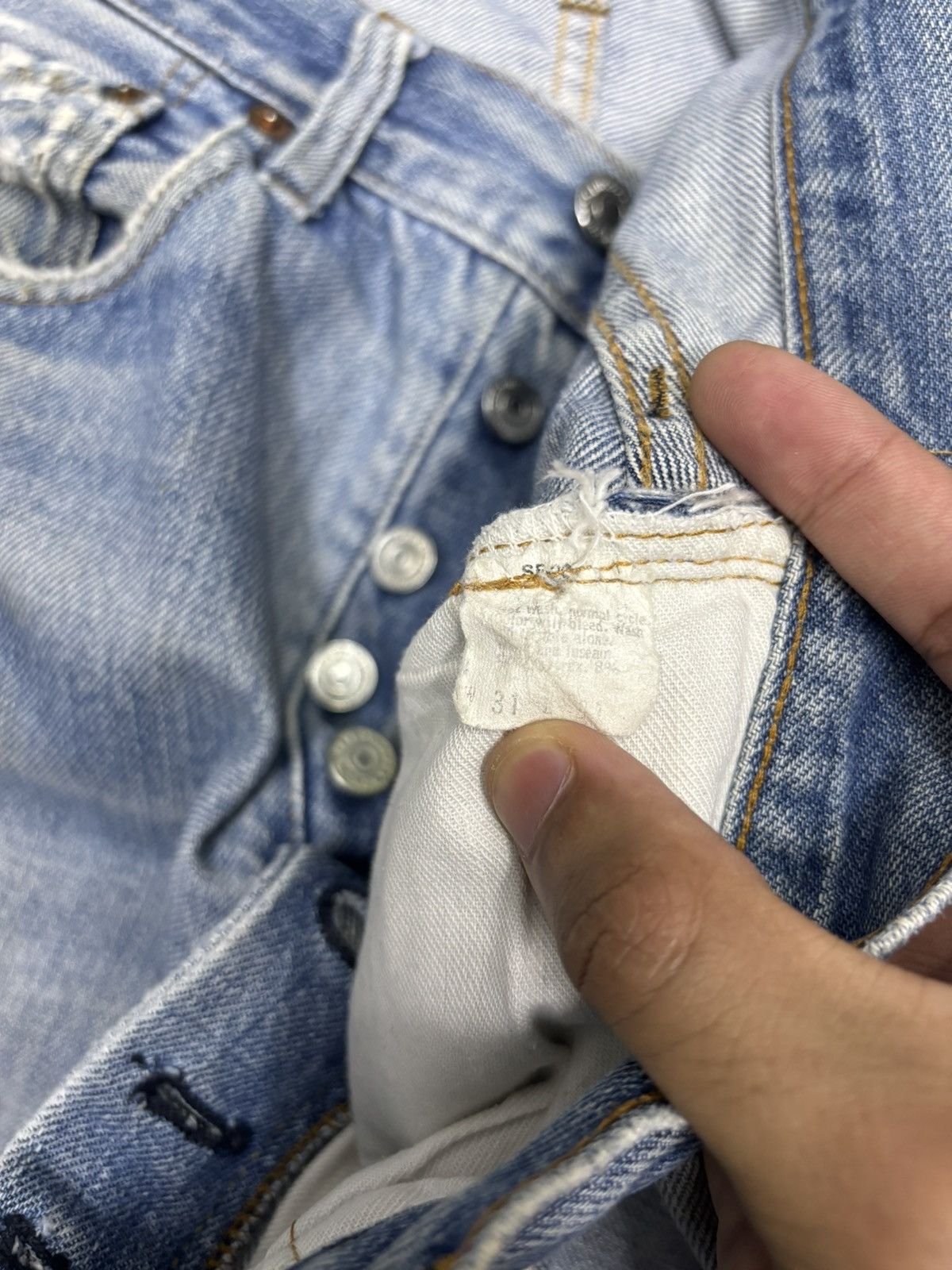 Levi's 🔥LEVIS 501 BUTTON 6 SELVEDGE DISTRESS DENIM BORO SASHIKO Size US 29 - 12 Thumbnail
