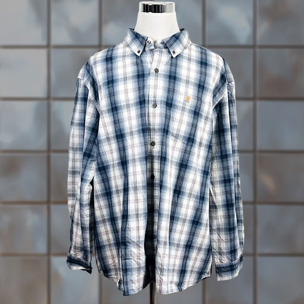 Carhartt Carhartt Shirt Button-Up Plaid 3XL Regular Fit Cotton Blue Red White Casual Workwear Mens NWT Size US XXL / EU 58 / 5 - 1 Thumbnail