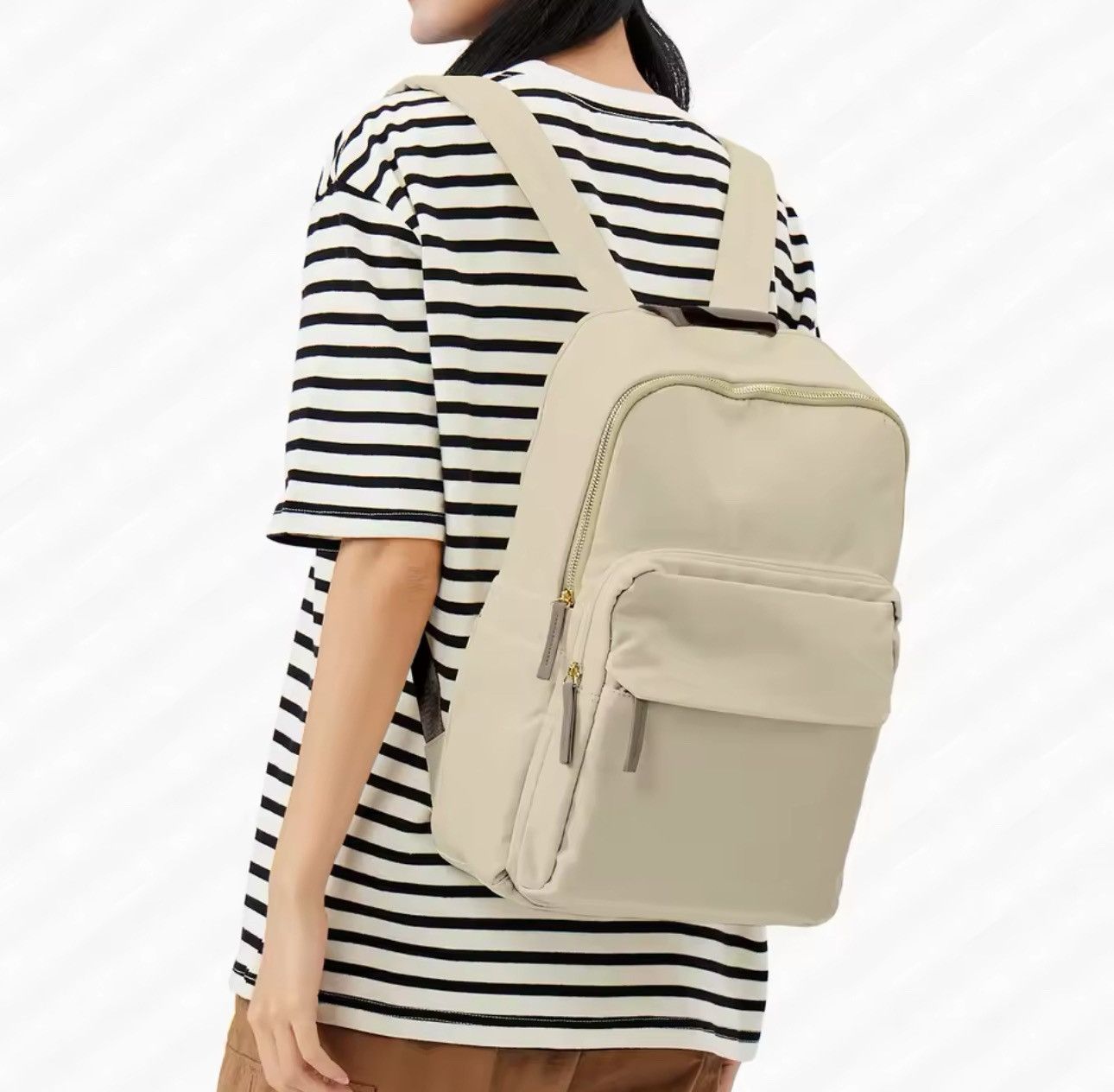 Other Casual Capacity Shoulder School Beige Backpack Size ONE SIZE - 2 Thumbnail