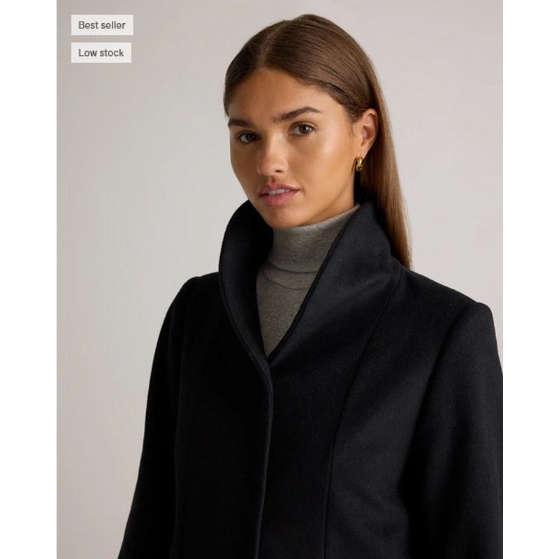 Quince Quince Women's Wool Cocoon Coat Black Size XS Size XS / US 0-2 / IT 36-38 - 4 Thumbnail