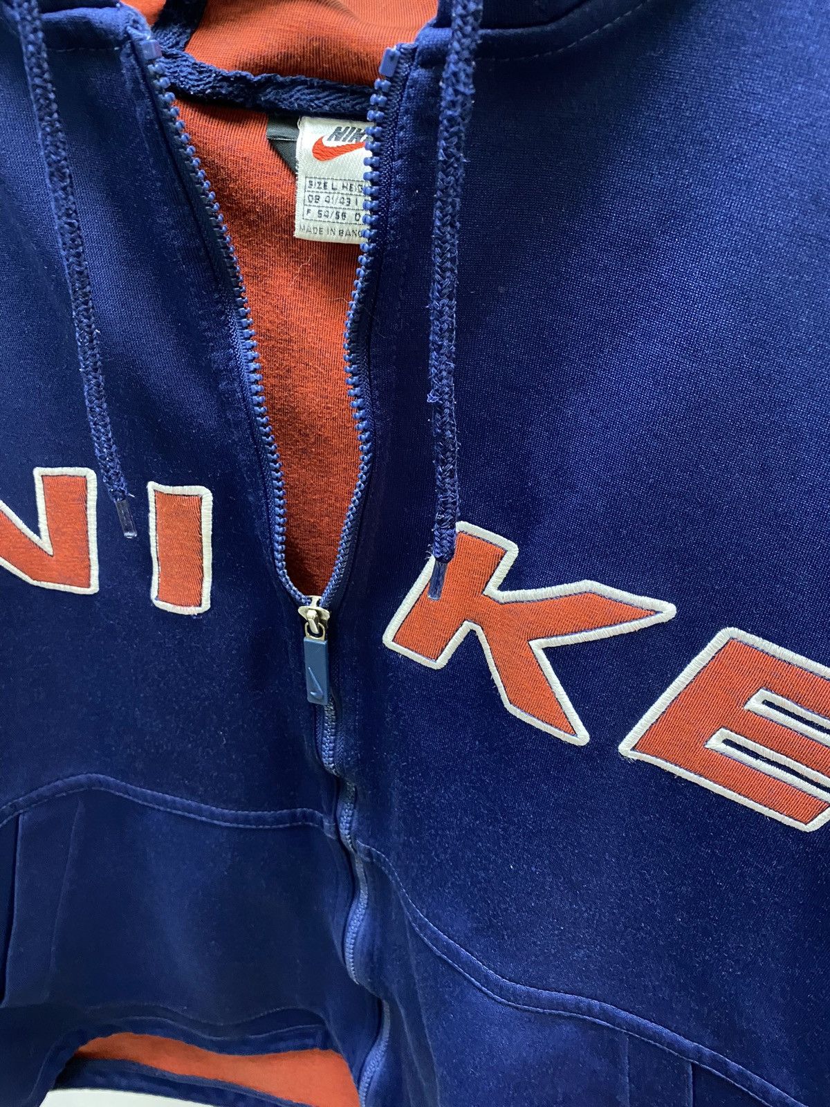 Nike × Vintage 90s NIKE Zip HOODED Y2k CENTRAL HOODIE Size US L / EU 52-54 / 3 - 13 Thumbnail