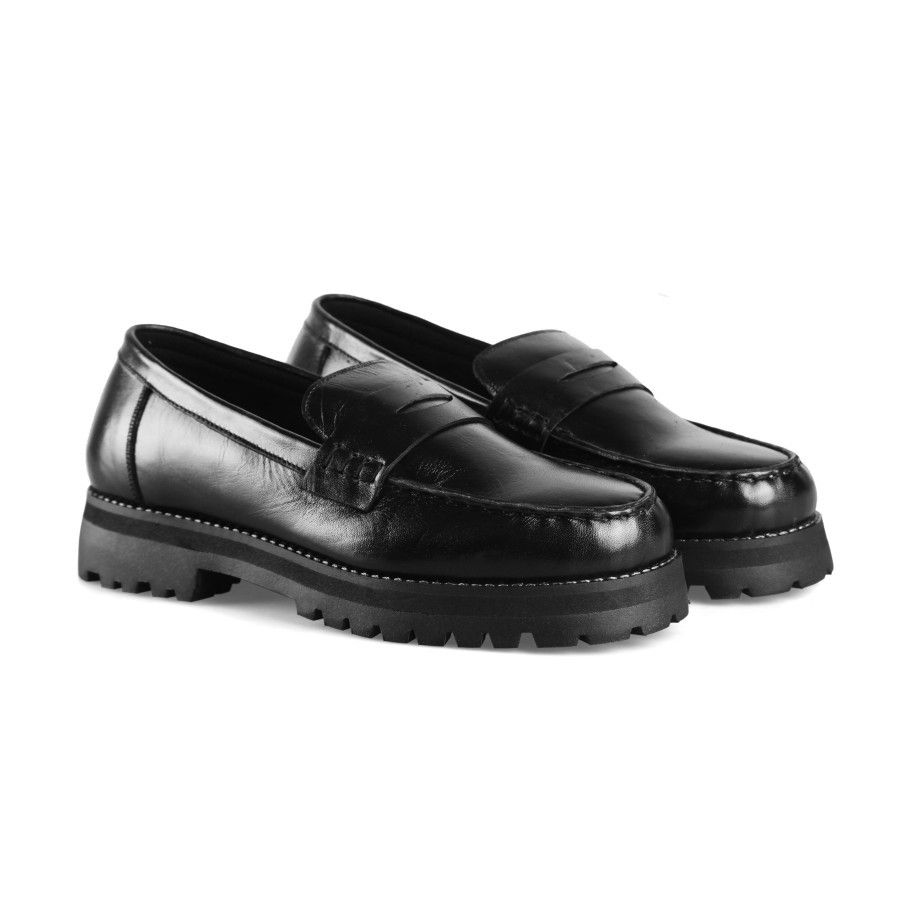 Designer × Genuine Leather Azco Chunky Loafer Leather Black Size US 10 / EU 43 - 1 Thumbnail