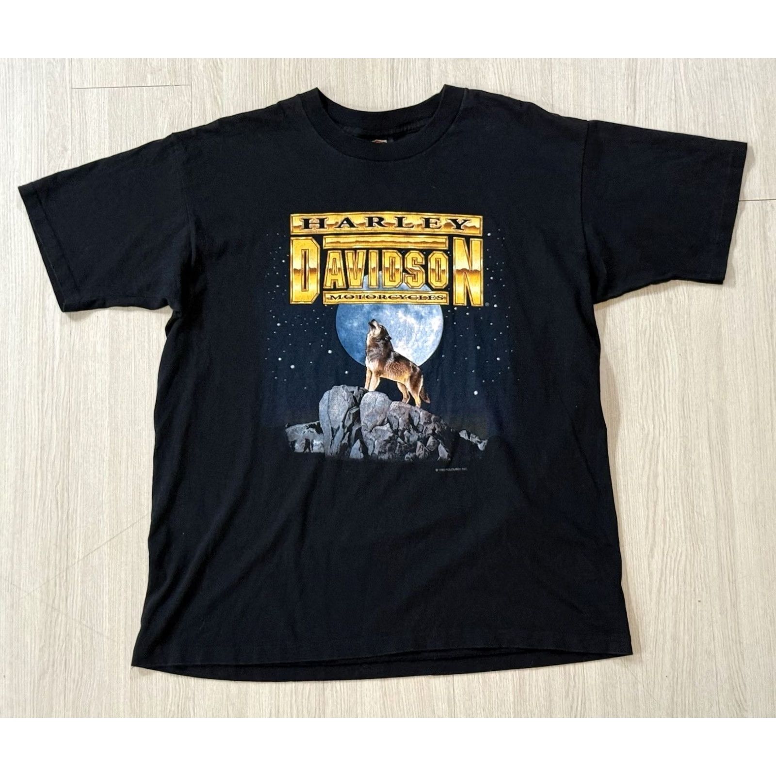 Harley Davidson VINTAGE Harley-Davidson Shirt Unisex Adults Large Black 1990s Howling Wolf Sturgis Biker Size US L / EU 52-54 / 3 - 2 Thumbnail