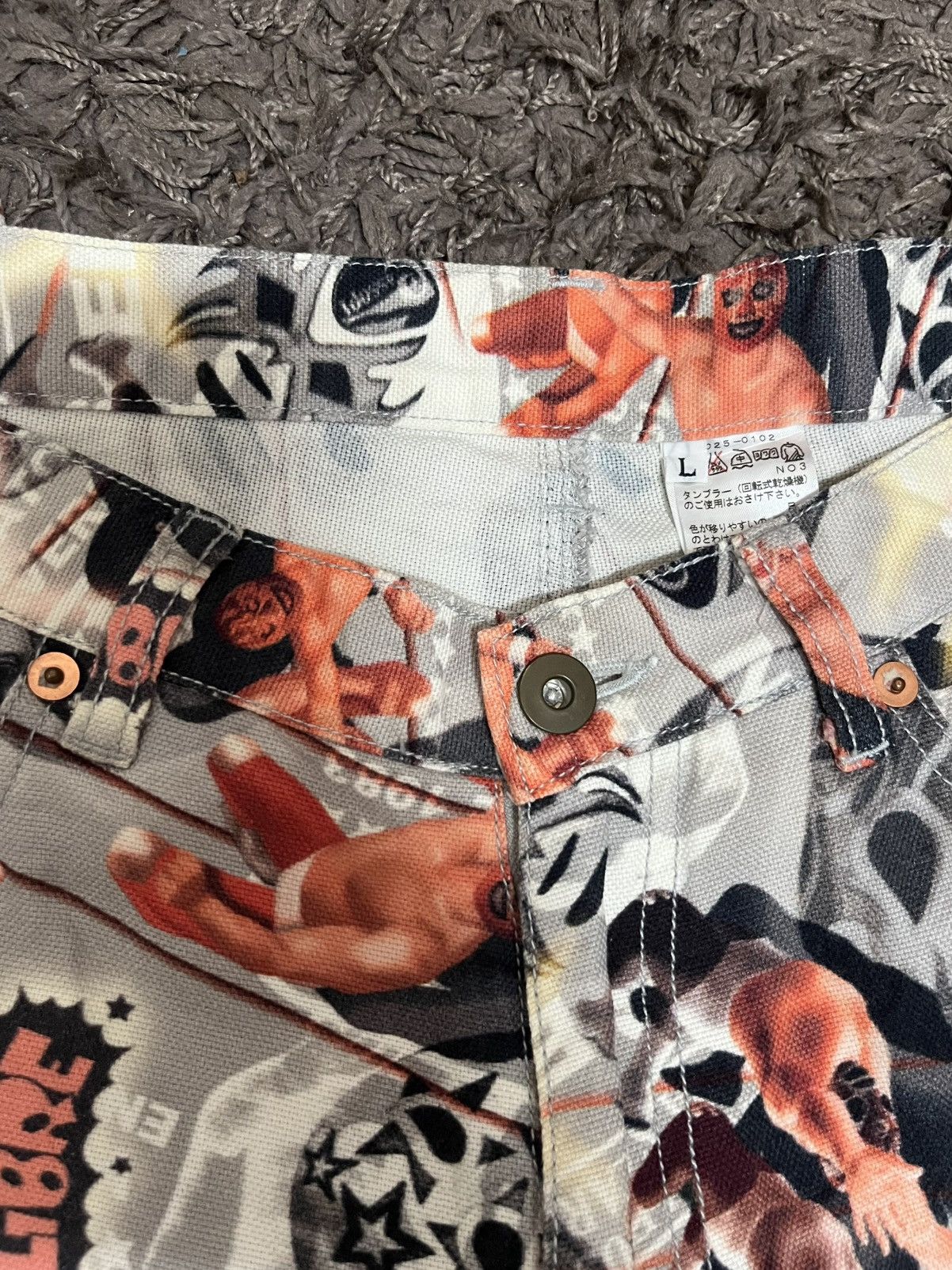 Japanese Brand 1990s Casoppi wrestling lucha libre allover printed #F2 Size US 29 - 6 Thumbnail