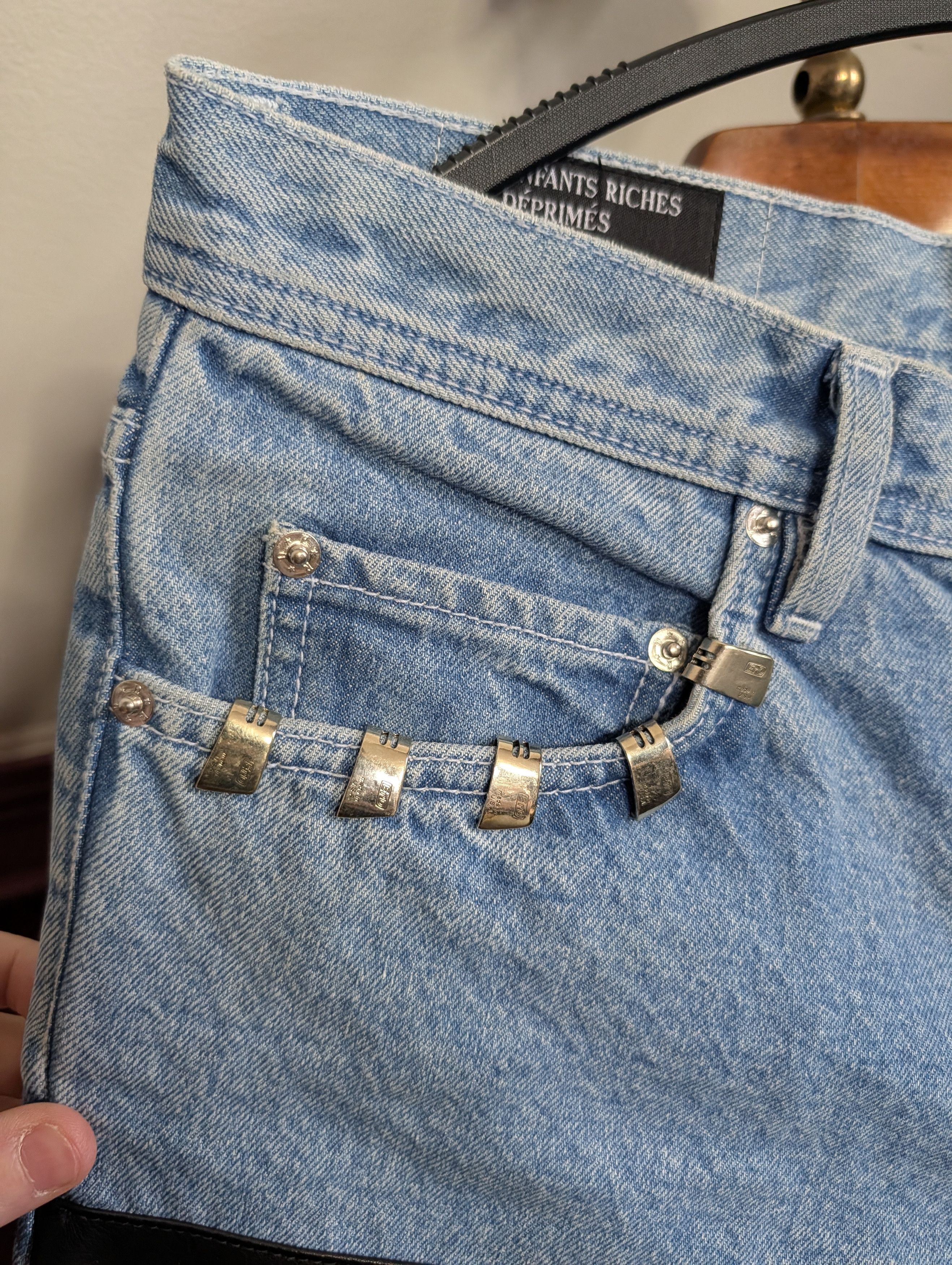 Enfants Riches Deprimes GRAIL Leather double knee jeans with lighter tip details Size US 30 / EU 46 - 5 Thumbnail