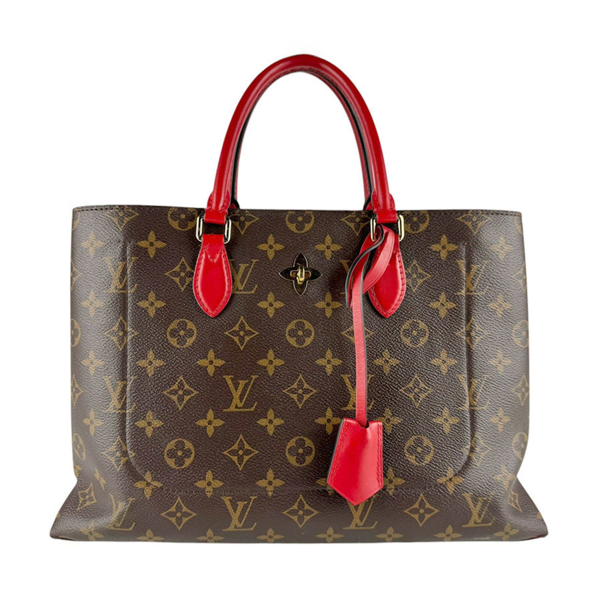Louis Vuitton Louis Vuitton Handbag Shoulder Bag Monogram Flower Tote Canvas Brown Red Gold Women's M43553 z9599 Size ONE SIZE - 1 Thumbnail